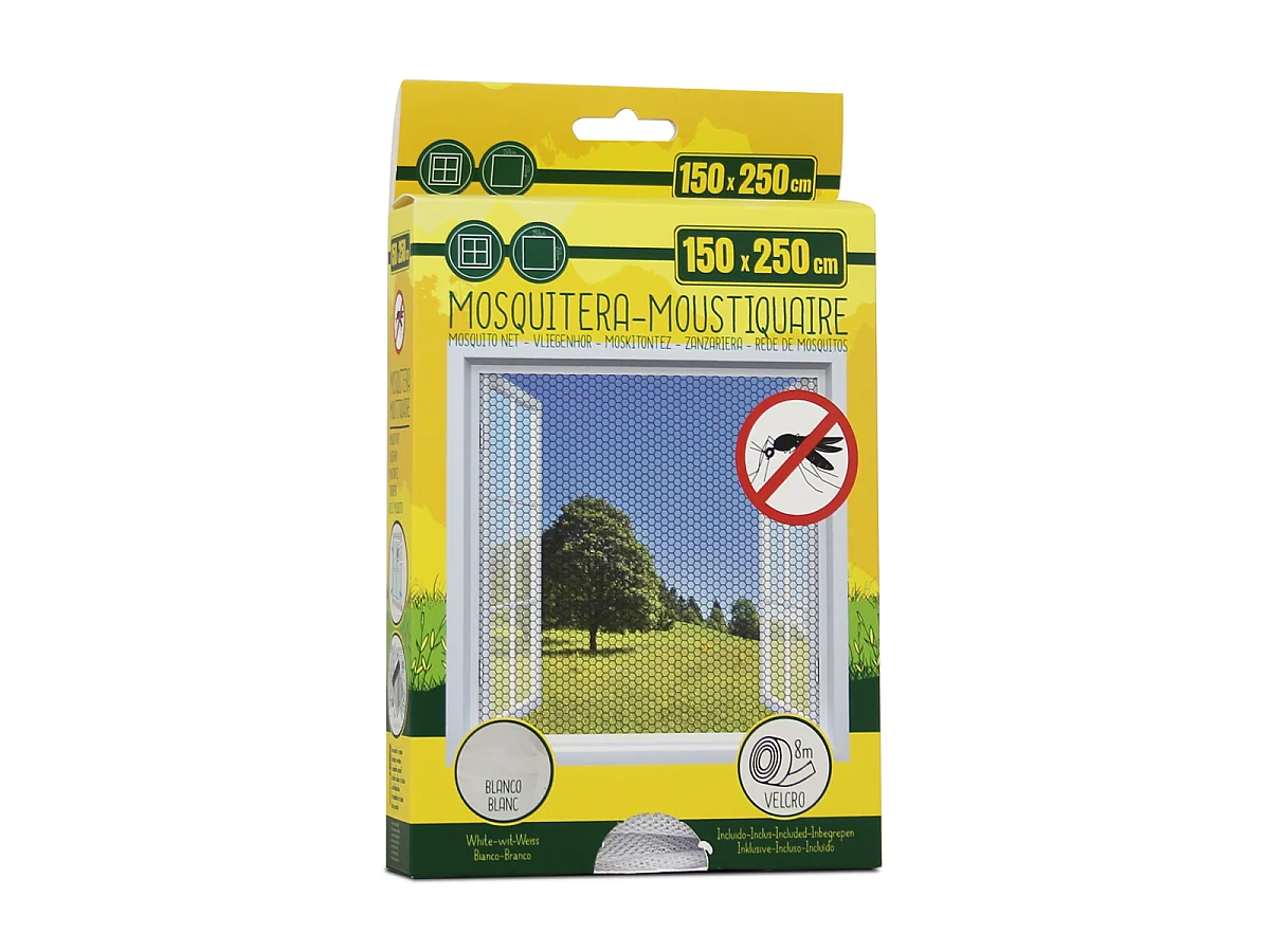Moustiquaire de Fenêtre 150 x 250 cm avec Fixation auto-agrippante, protection efficace contre moustiques, mouches et araignées, Blanc