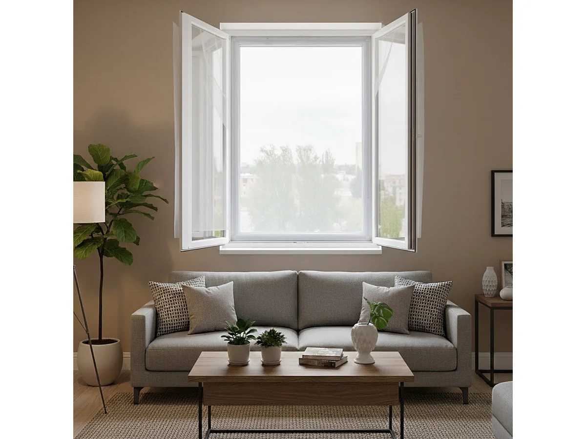 Moustiquaire de Fenêtre 130 x 150 cm avec Fixation auto-agrippante, protection efficace contre moustiques, mouches et araignées, Blanc