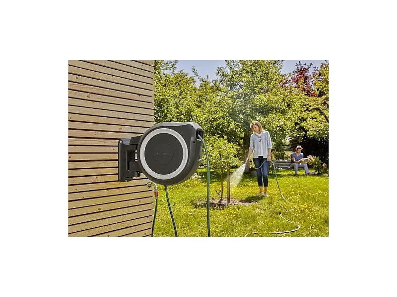 GARDENA RollUp L — Enrouleur mural automatique avec tuyau 30 m
