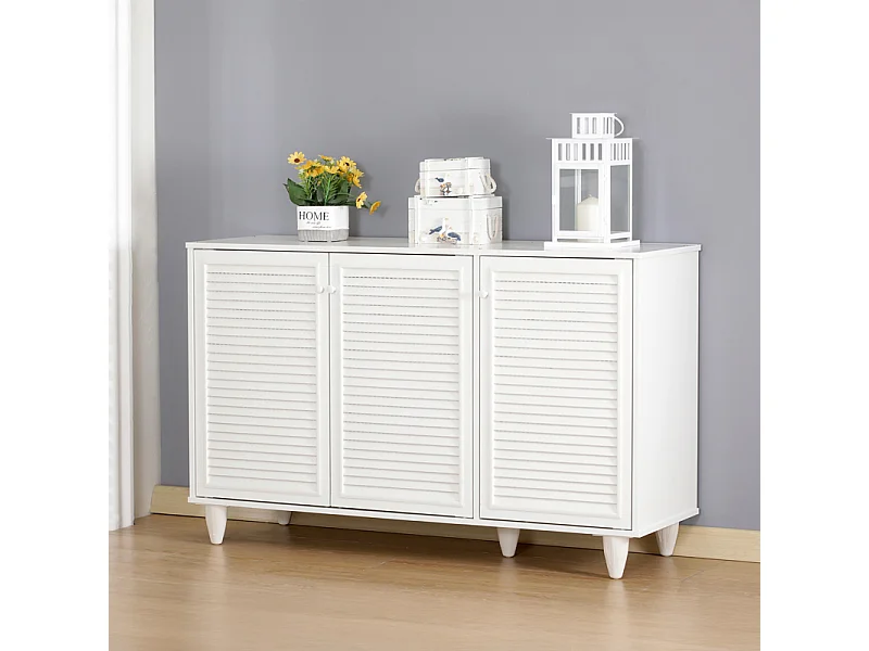 Zapatero Blanco Grande con 3 Estantes y 5 Patas | 105 x 35 x 66 cm | Capacidad hasta 12 Pares | Mueble Recibidor Moderno para Pasillo