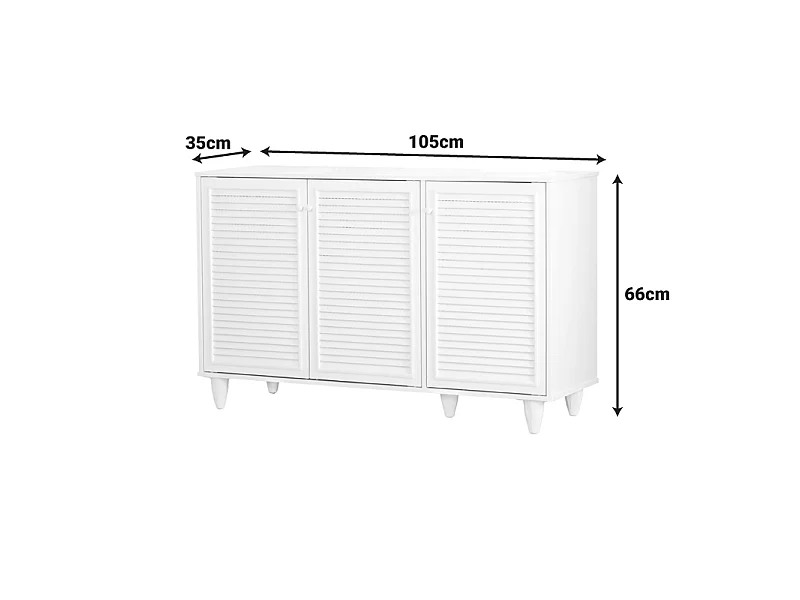 Zapatero Blanco Grande con 3 Estantes y 5 Patas | 105 x 35 x 66 cm | Capacidad hasta 12 Pares | Mueble Recibidor Moderno para Pasillo
