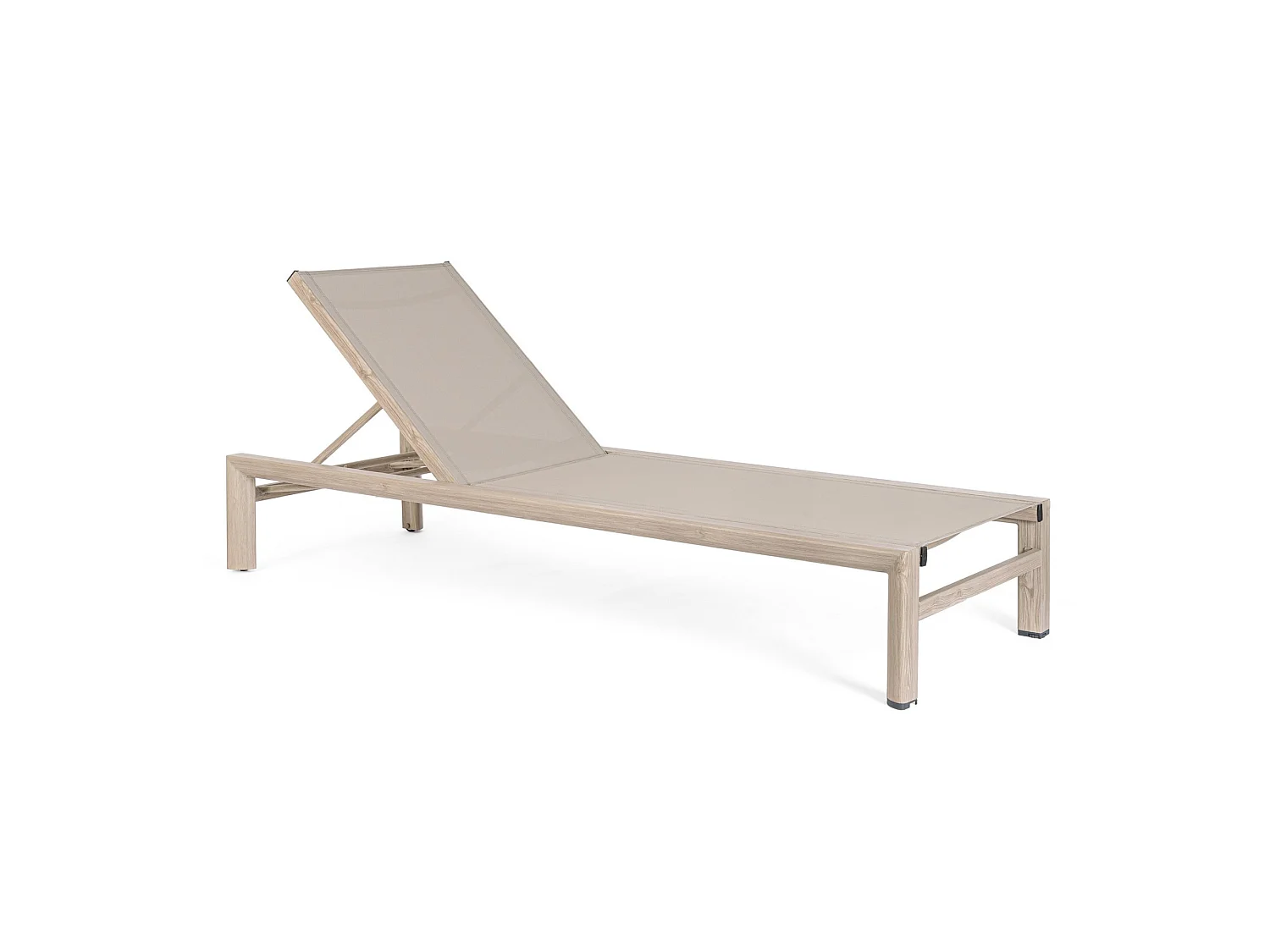Chaise longue de jardin à roulettes avec structure en aluminium effet bois - SKIPPER NEW