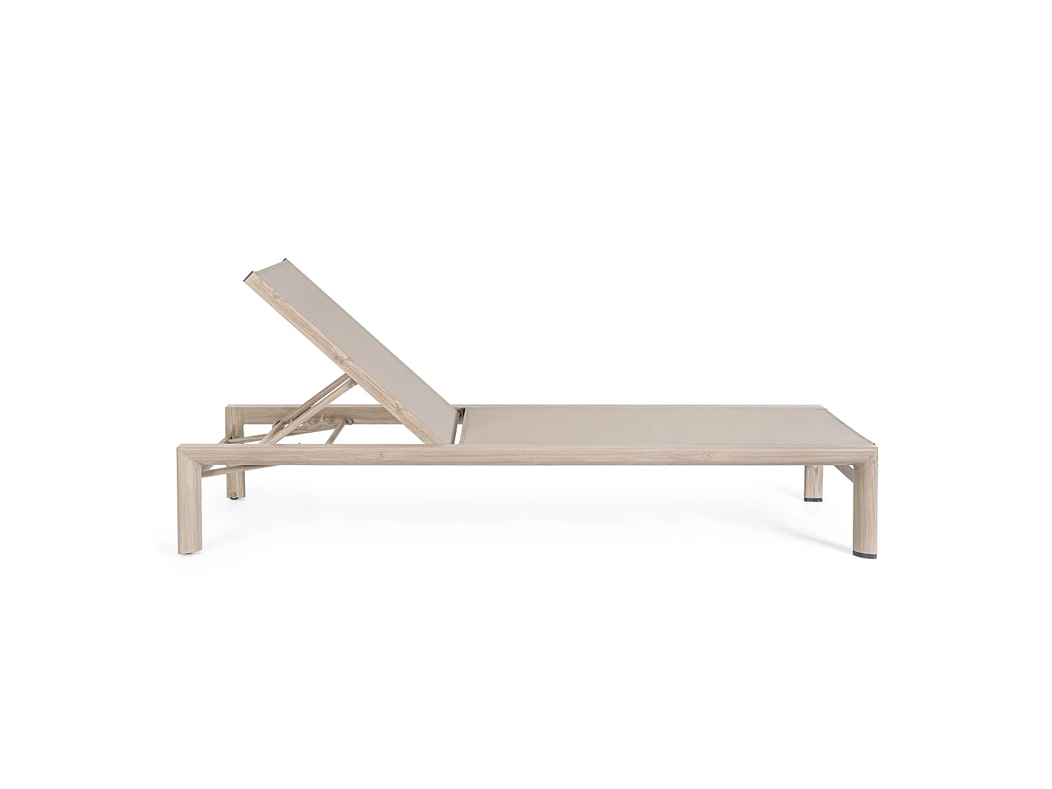 Chaise longue de jardin à roulettes avec structure en aluminium effet bois - SKIPPER NEW