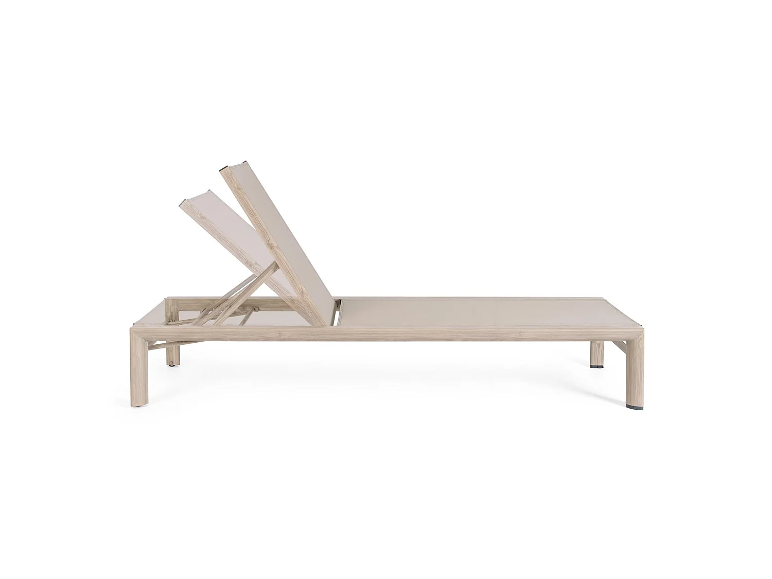 Chaise longue de jardin à roulettes avec structure en aluminium effet bois - SKIPPER NEW