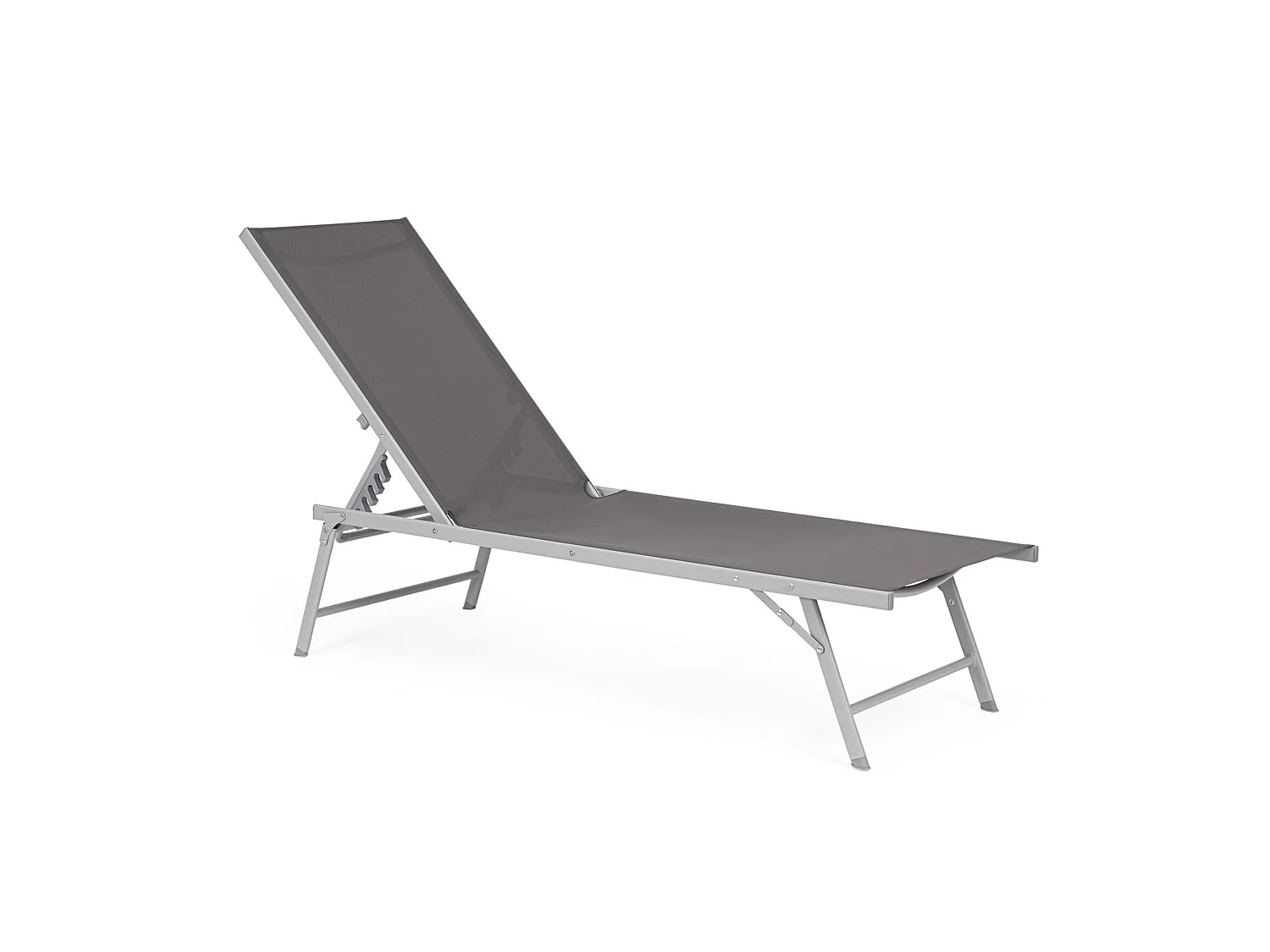 Ensemble de 4 chaises longues en aluminium anodisé et textilène anthracite - MACARELLA