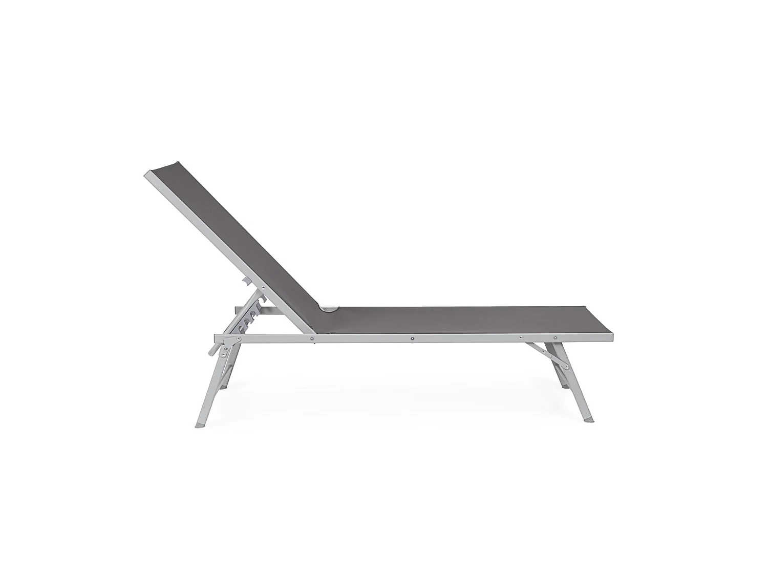 Ensemble de 4 chaises longues en aluminium anodisé et textilène anthracite - MACARELLA