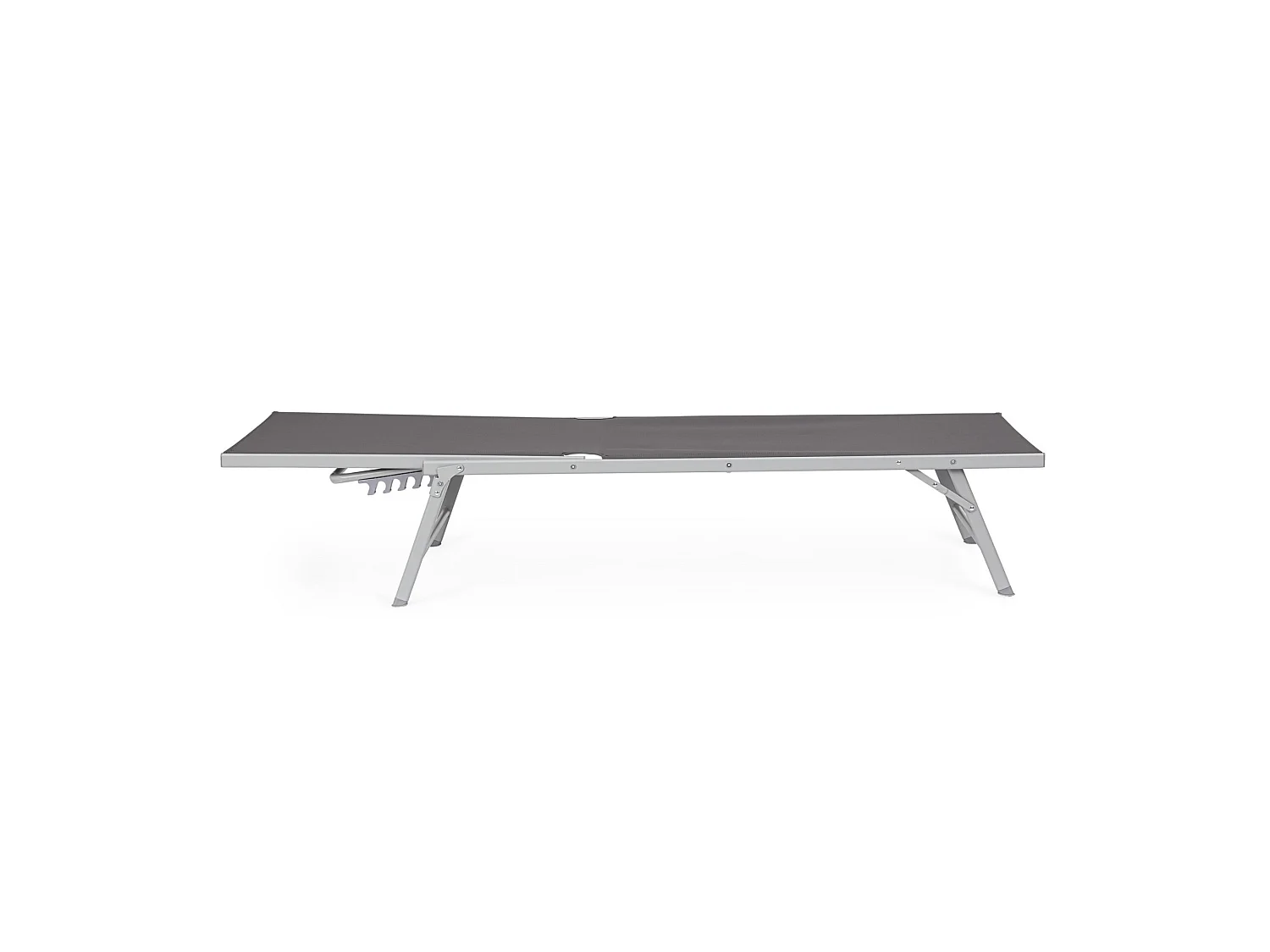 Ensemble de 4 chaises longues en aluminium anodisé et textilène anthracite - MACARELLA