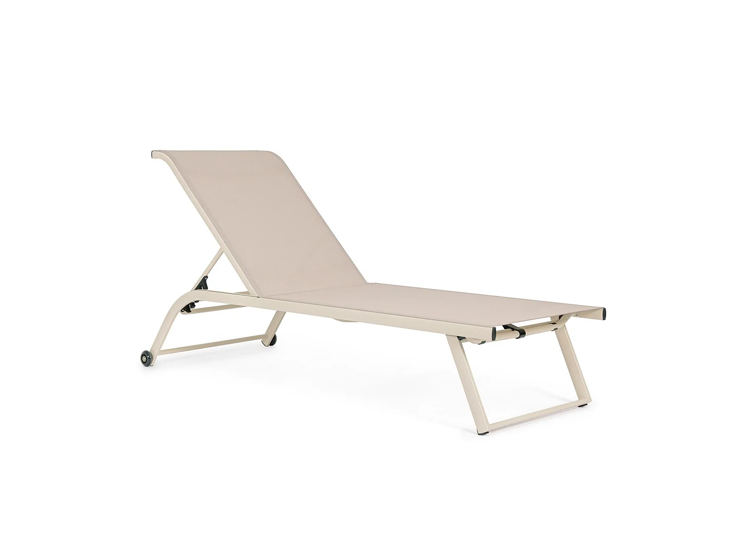 Ensemble de 2 chaises longues de jardin en textilène et aluminium beige - TAYLOR