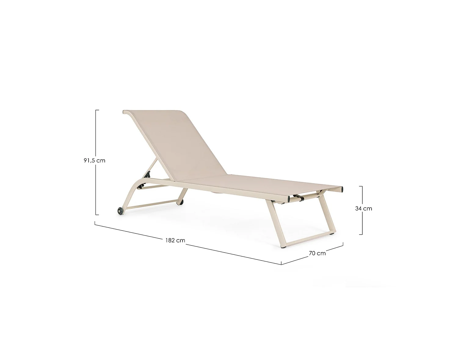 Ensemble de 2 chaises longues de jardin en textilène et aluminium beige - TAYLOR