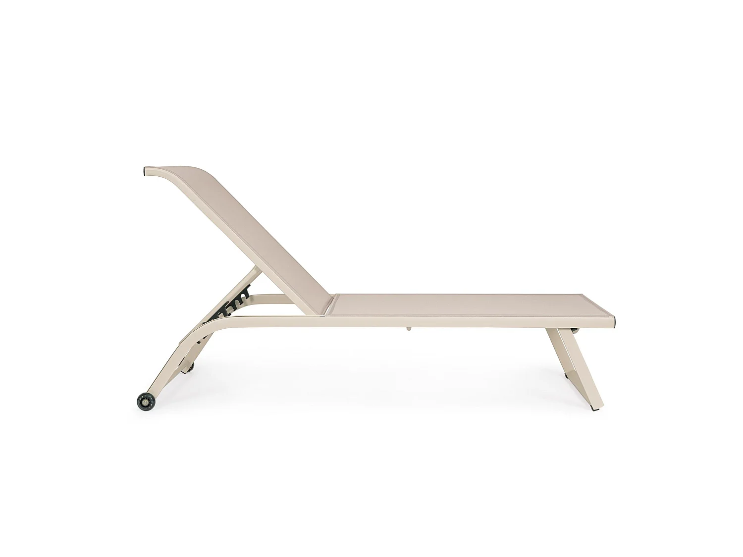 Ensemble de 2 chaises longues de jardin en textilène et aluminium beige - TAYLOR