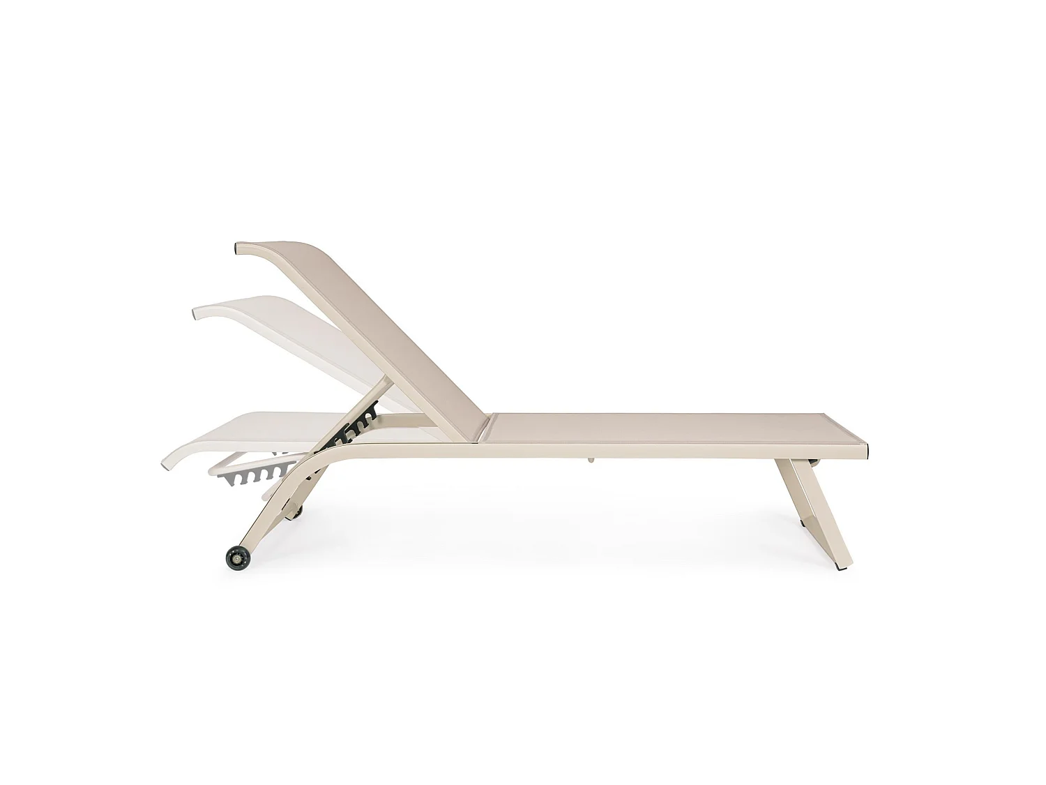 Ensemble de 2 chaises longues de jardin en textilène et aluminium beige - TAYLOR