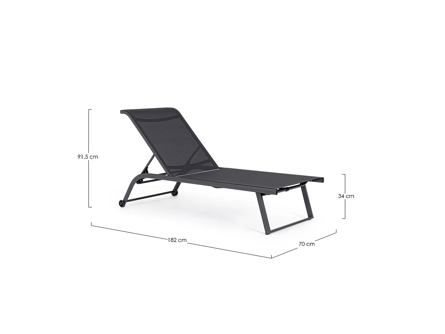 Ensemble de 2 chaises longues de jardin en textilène et structure en aluminium - TAYLOR