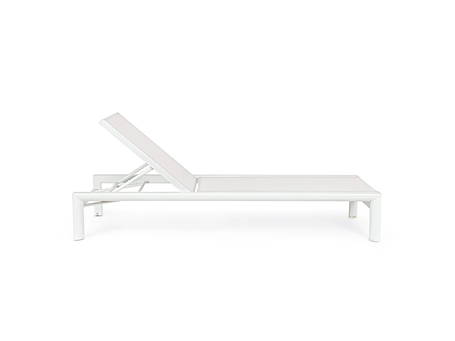 Chaise longue de jardin à roulettes avec structure en aluminium blanc - SKIPPER NEW