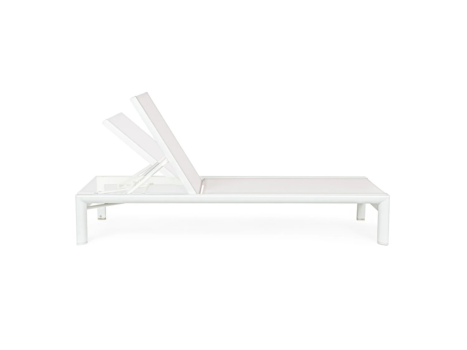 Chaise longue de jardin à roulettes avec structure en aluminium blanc - SKIPPER NEW