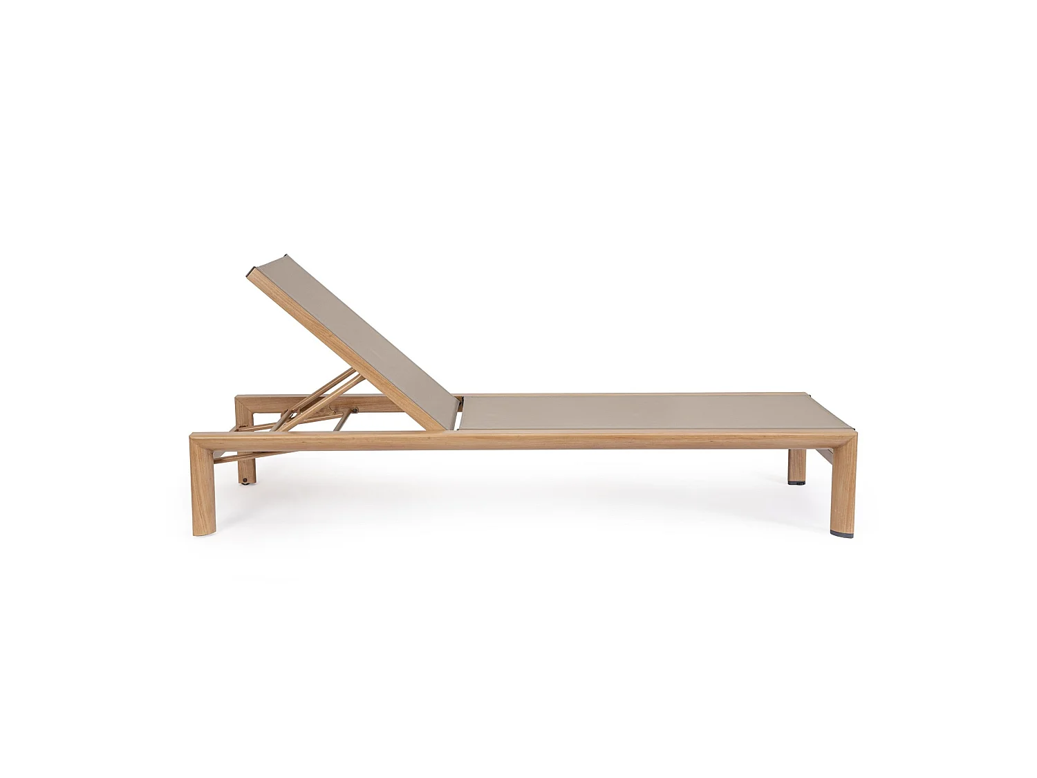 Chaise longue de jardin à roulettes avec structure en aluminium effet bois  - SKIPPER NEW