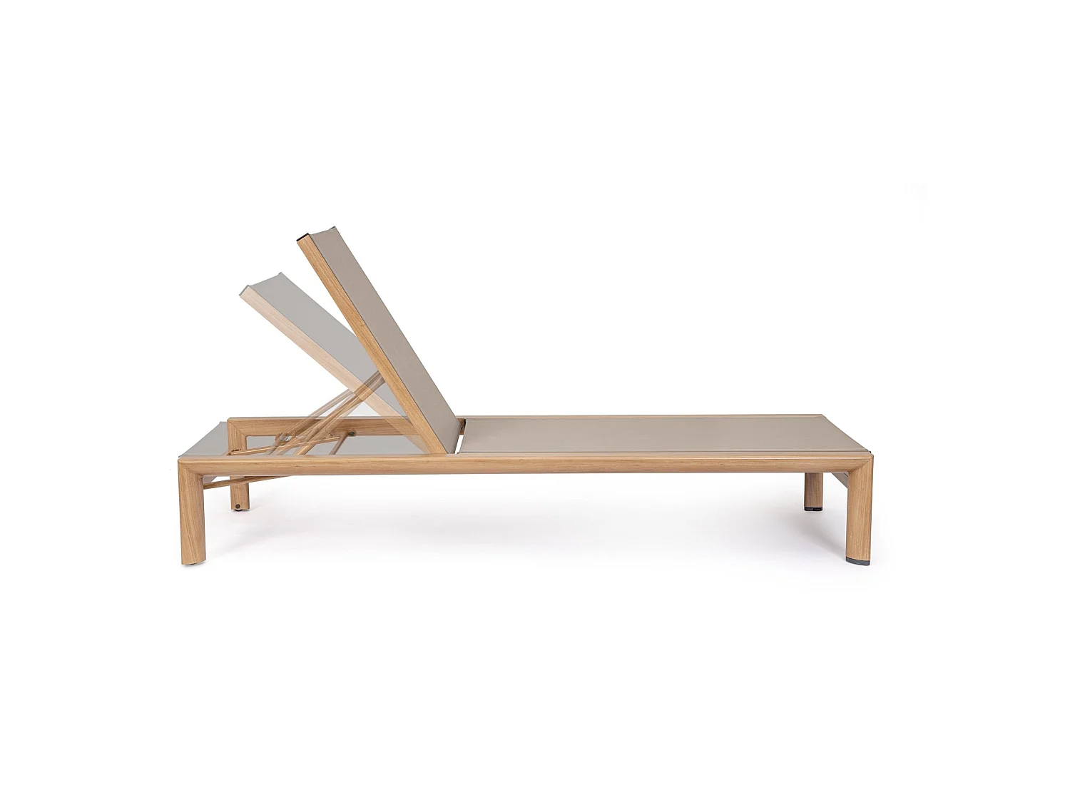 Chaise longue de jardin à roulettes avec structure en aluminium effet bois  - SKIPPER NEW