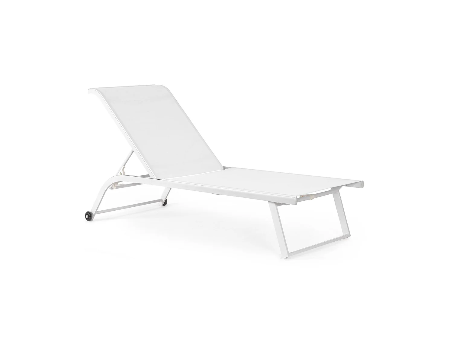 Ensemble de 2 chaises longues de jardin en textilène et aluminium blanc - TAYLOR