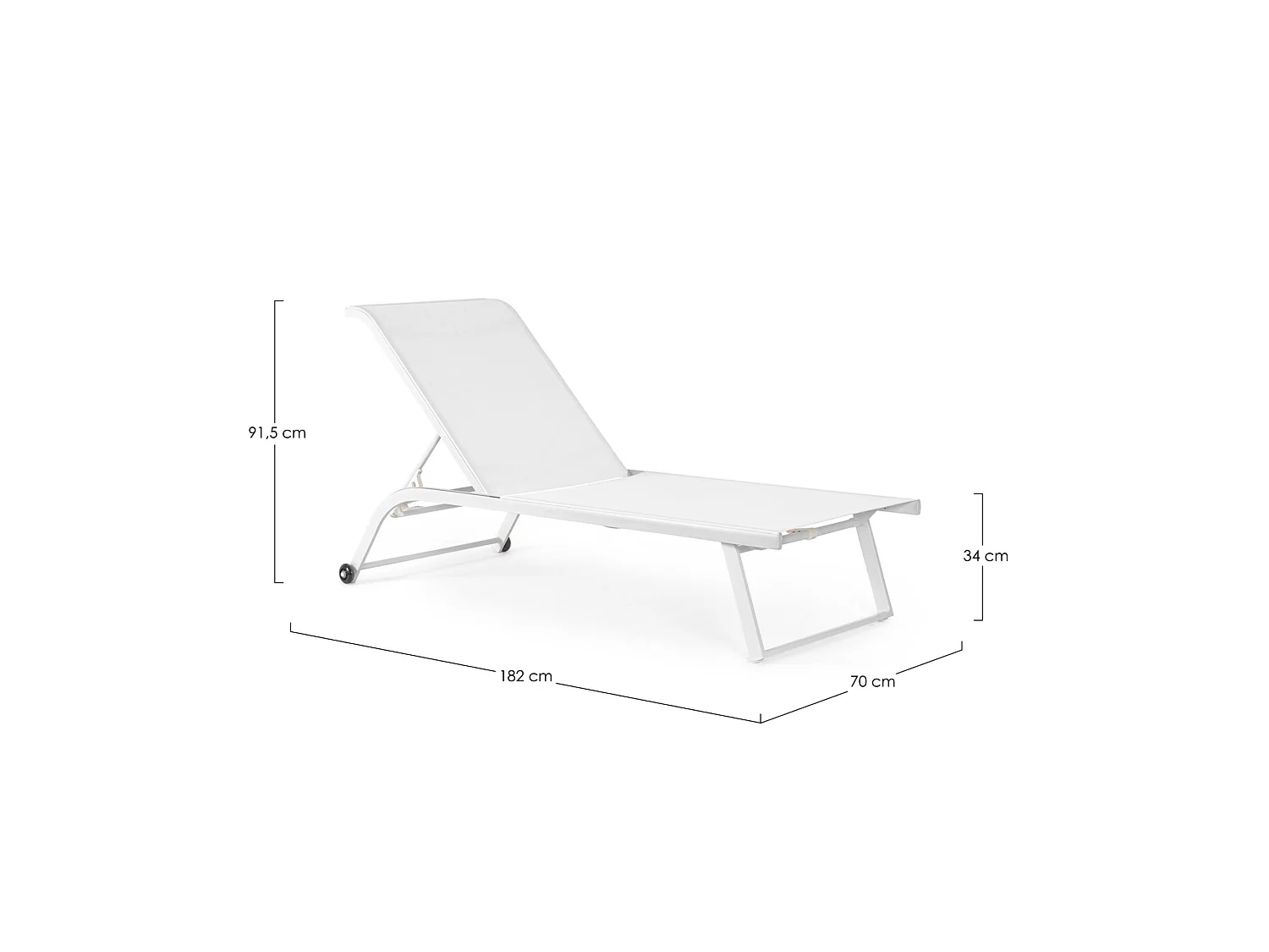 Ensemble de 2 chaises longues de jardin en textilène et aluminium blanc - TAYLOR