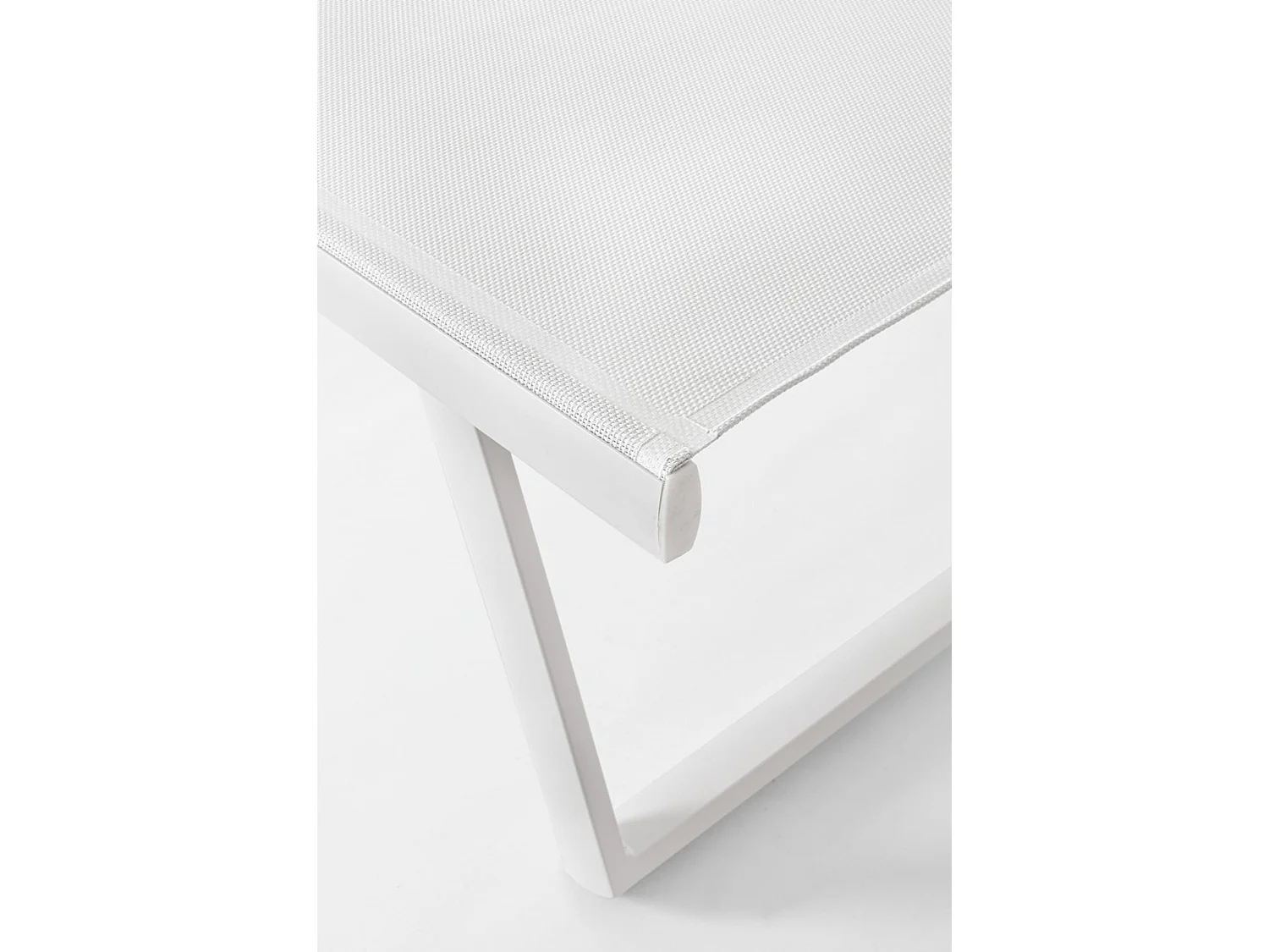 Ensemble de 2 chaises longues de jardin en textilène et aluminium blanc - TAYLOR