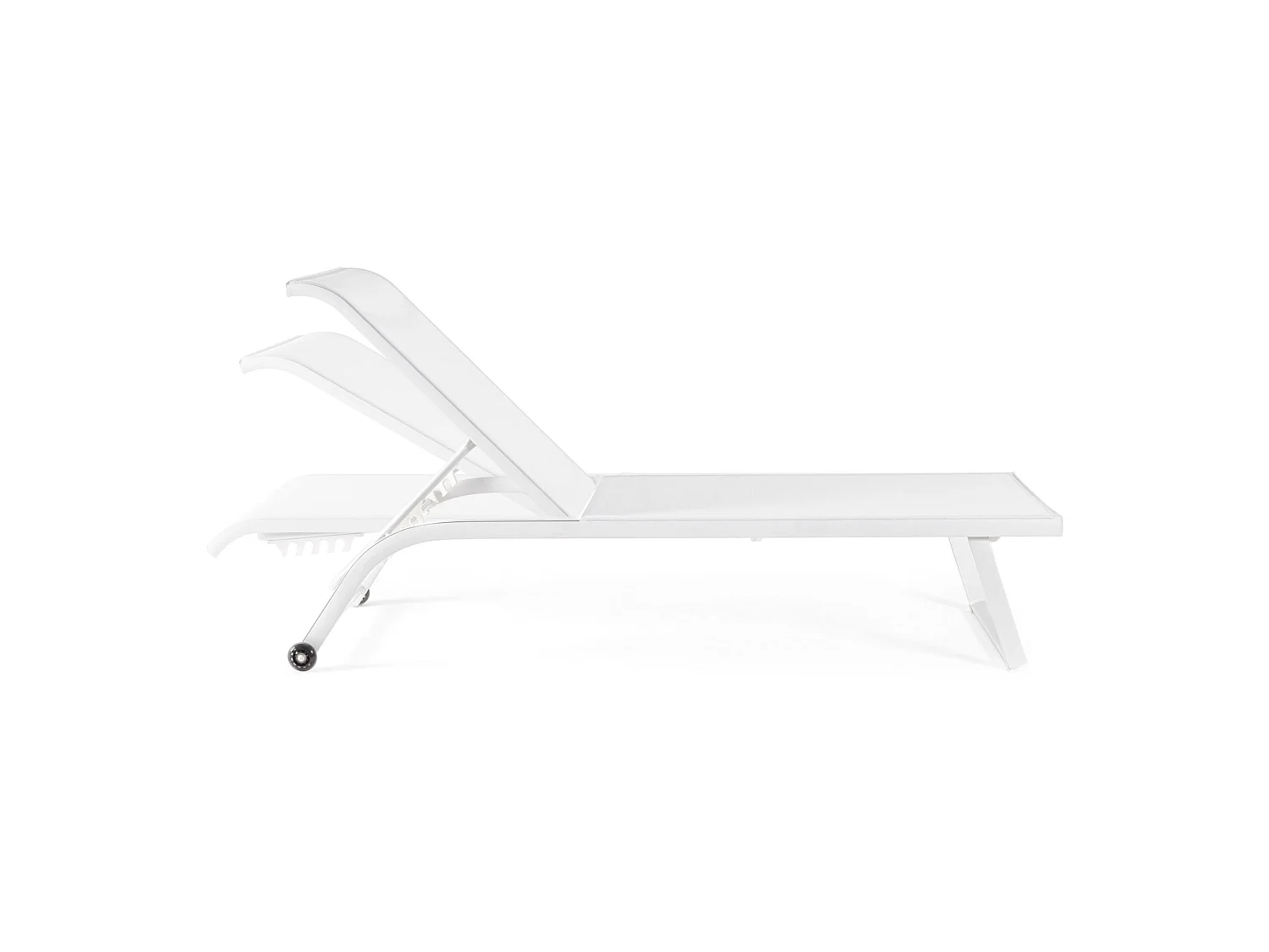 Ensemble de 2 chaises longues de jardin en textilène et aluminium blanc - TAYLOR
