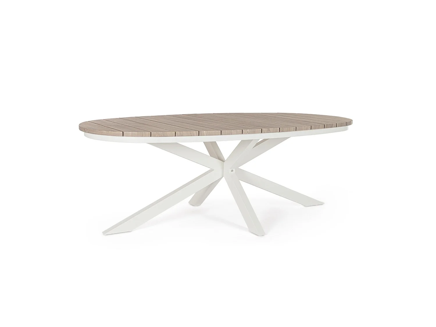 Table de jardin effet bois et structure en aluminium blanc - ZELMAR