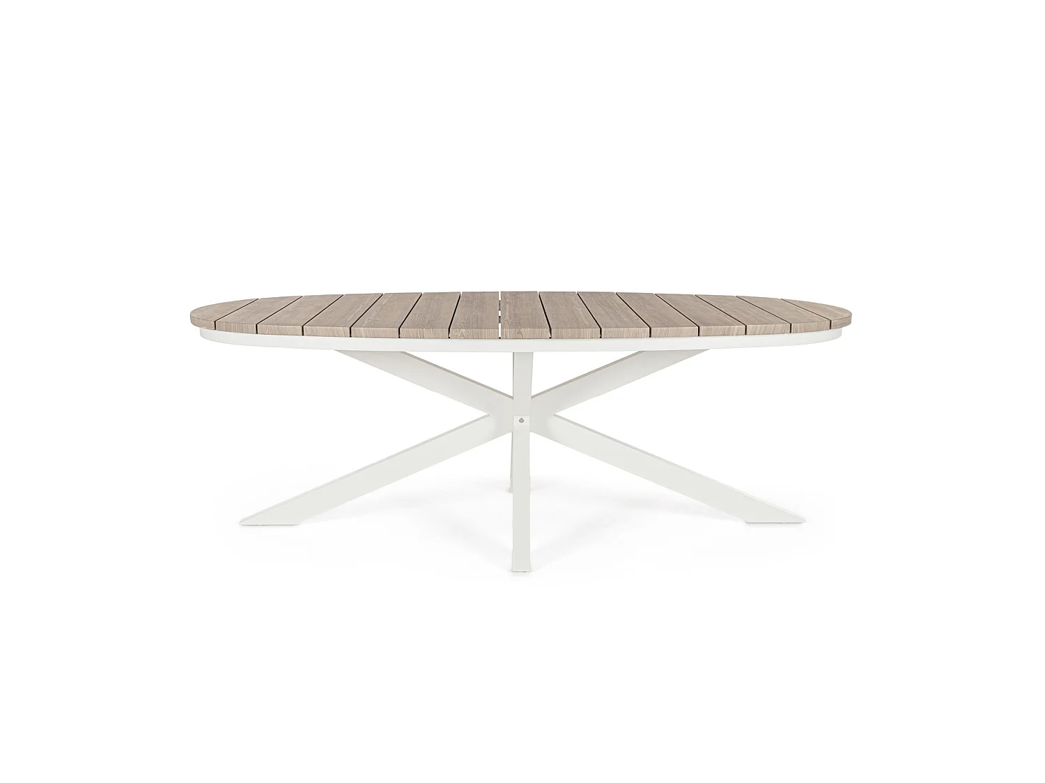 Table de jardin effet bois et structure en aluminium blanc - ZELMAR