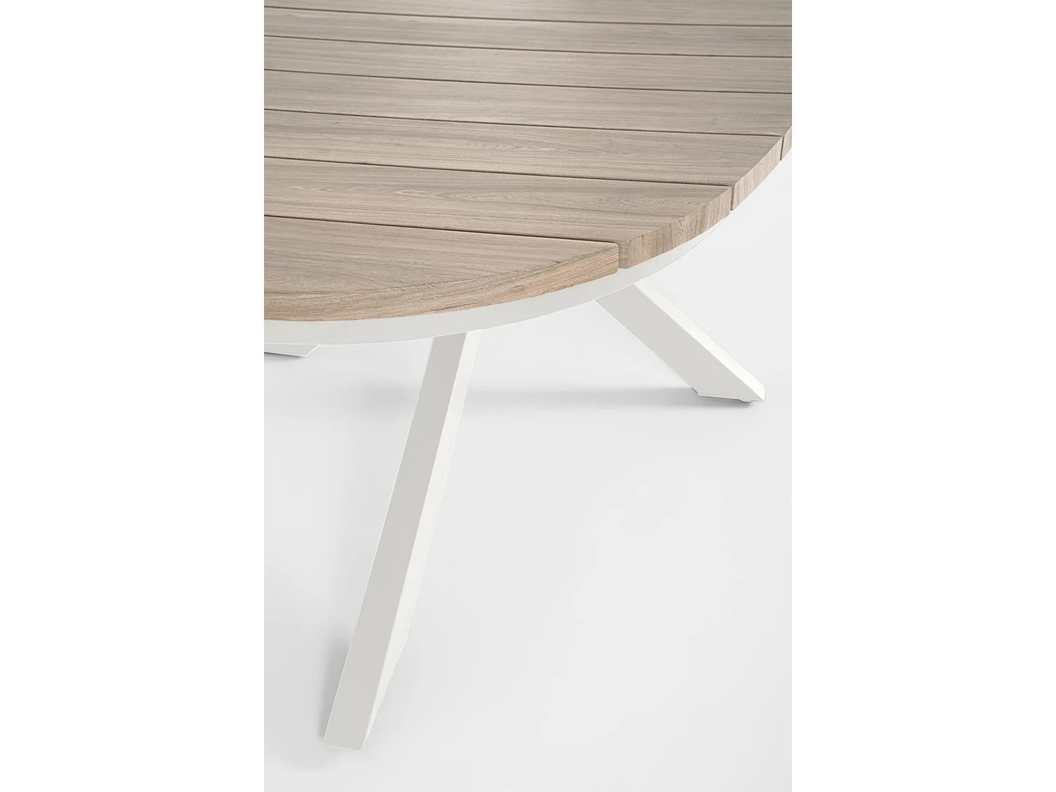 Table de jardin effet bois et structure en aluminium blanc - ZELMAR