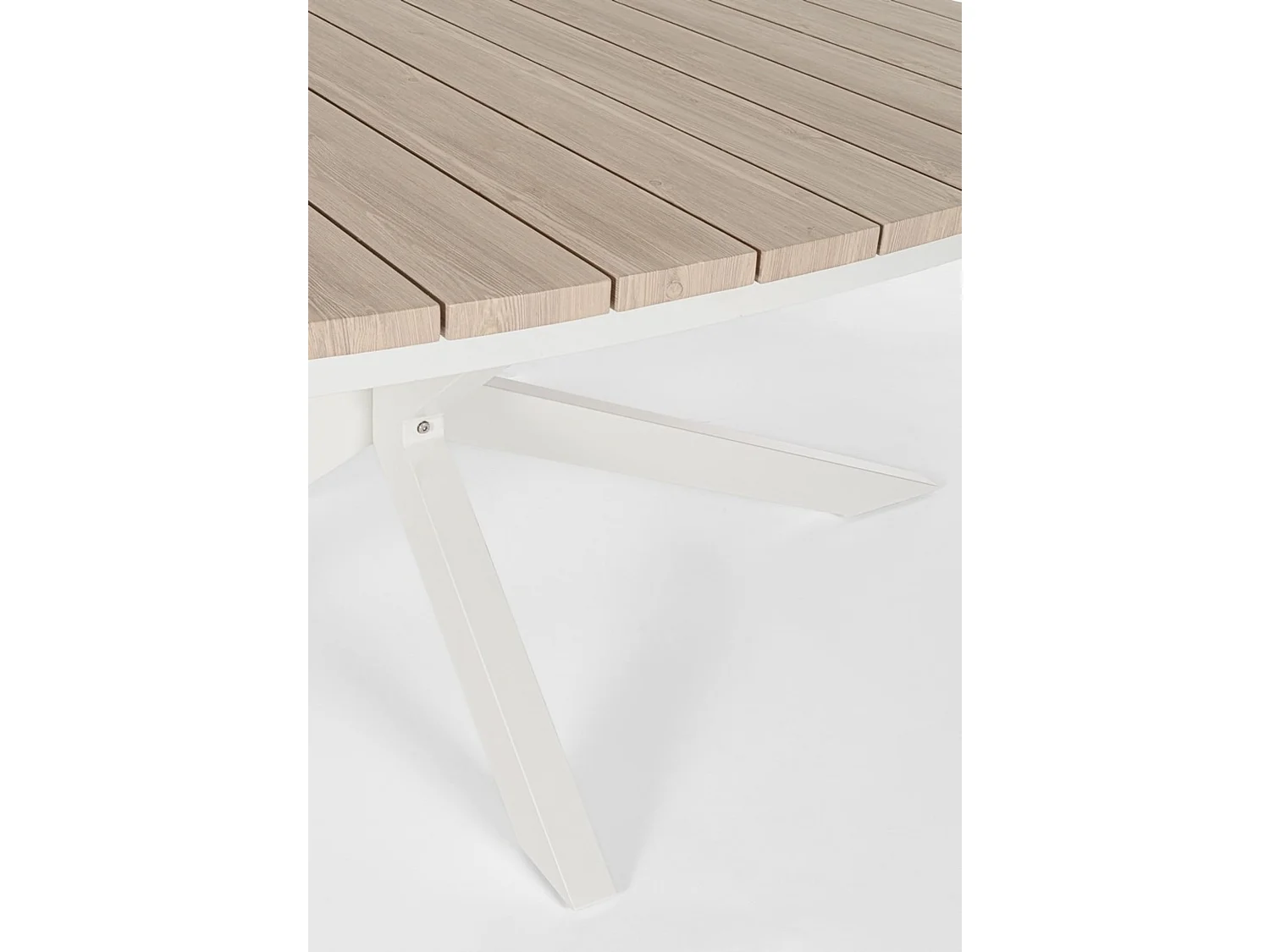 Table de jardin effet bois et structure en aluminium blanc - ZELMAR