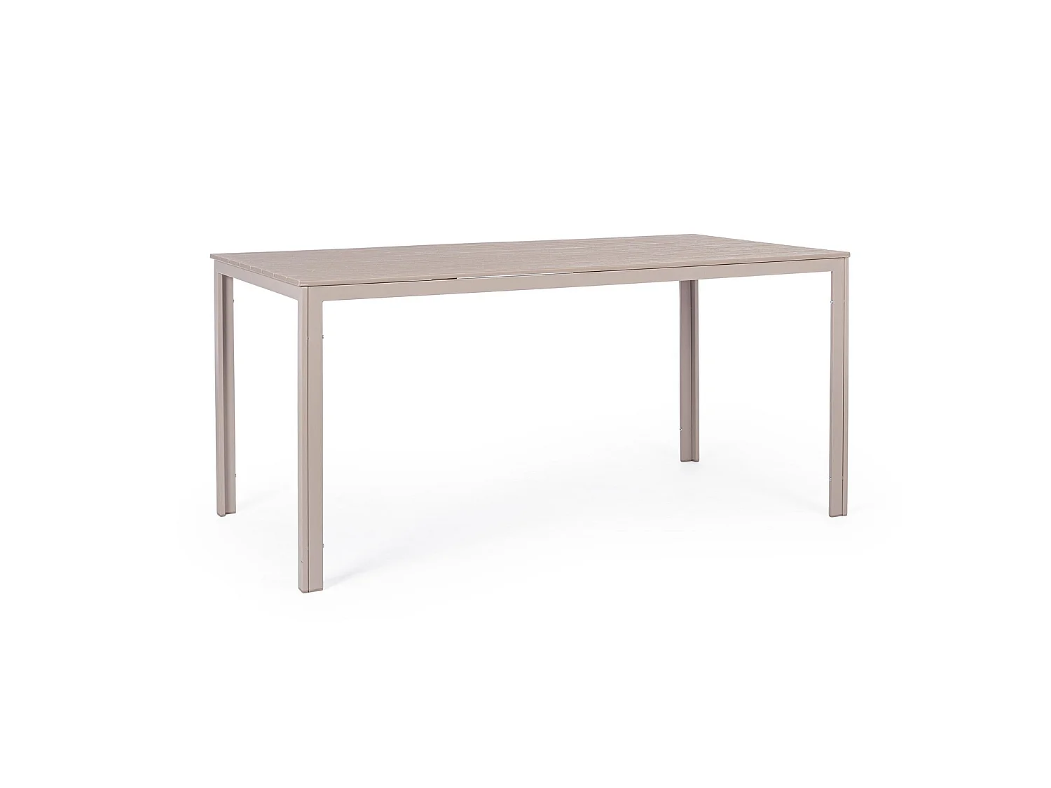 Table de jardin fixe taupe effet bois, structure en acier - VALENCIA
