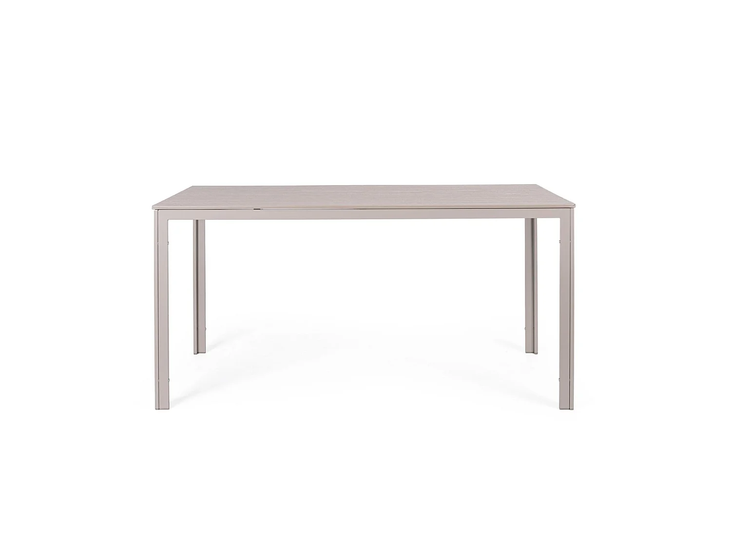 Table de jardin fixe taupe effet bois, structure en acier - VALENCIA