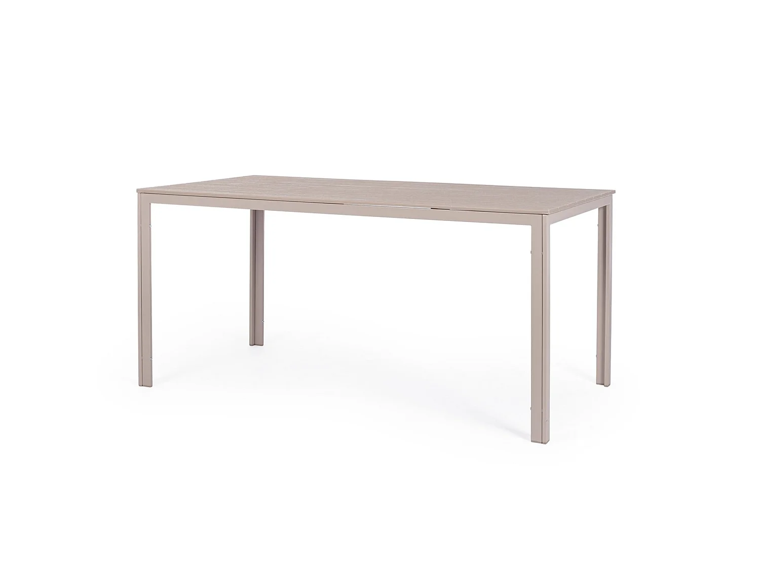 Table de jardin fixe taupe effet bois, structure en acier - VALENCIA