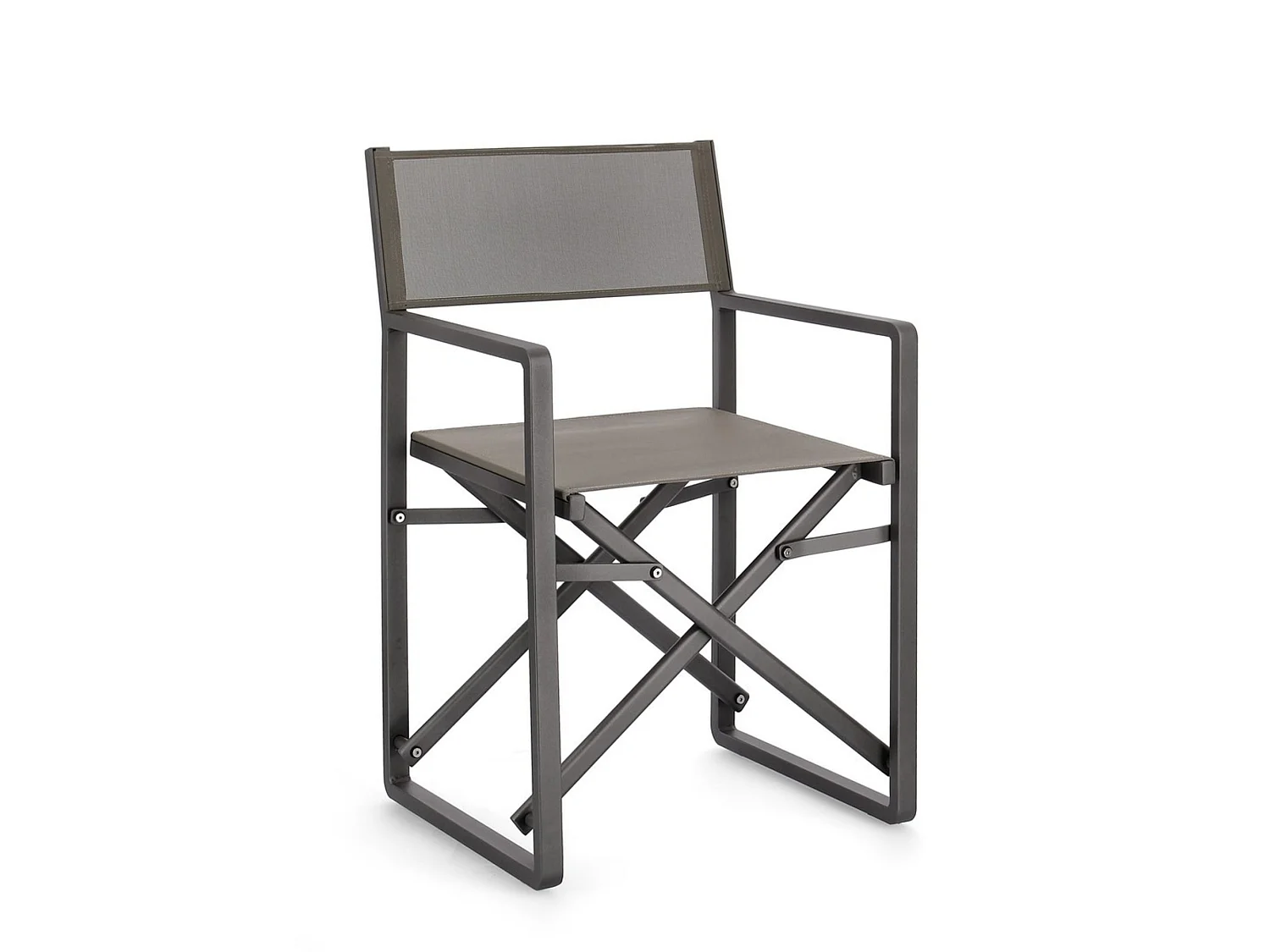 Lot de 2 chaises de jardin de style réalisateur en textilène taupe - KONNOR