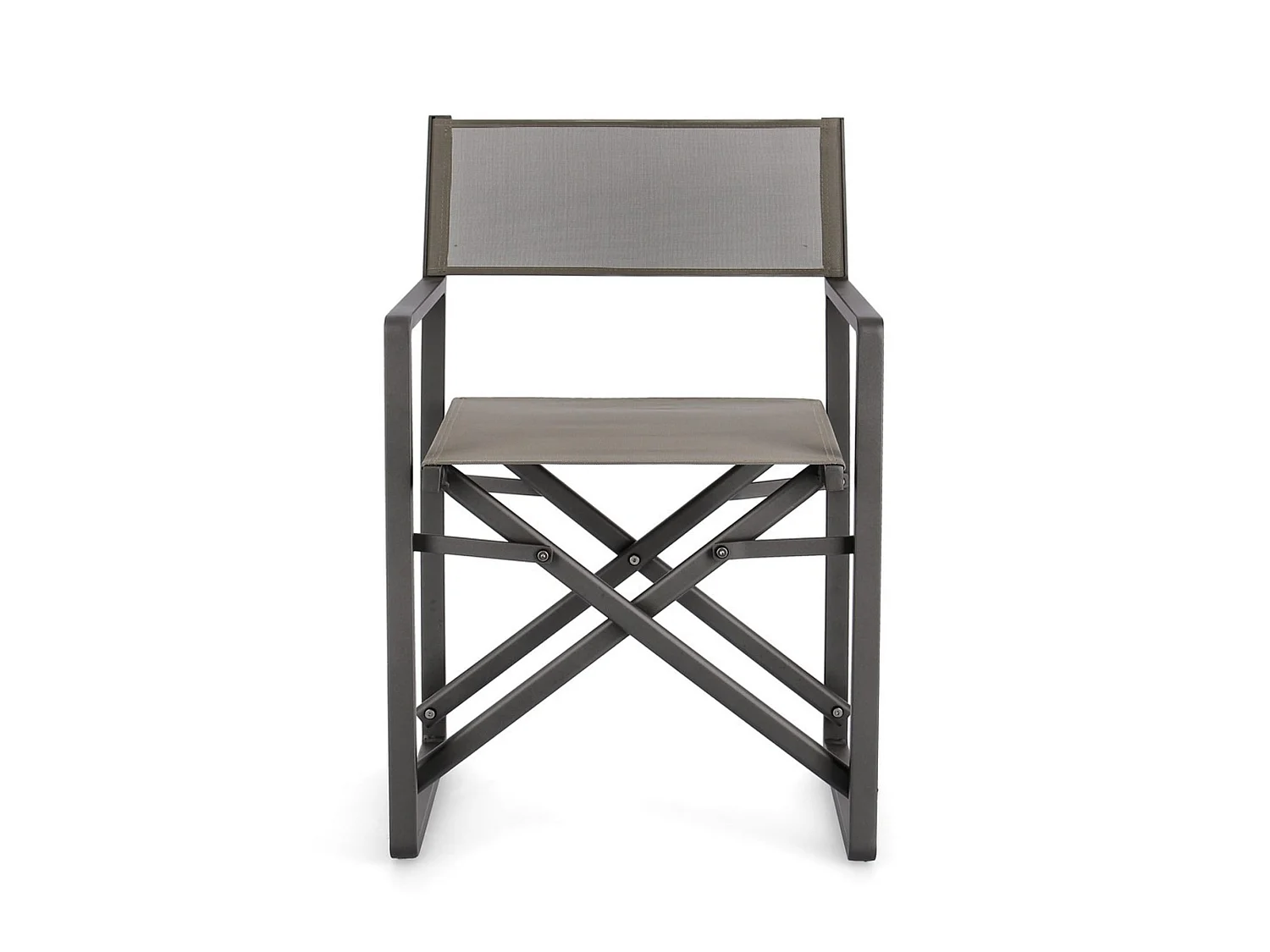 Lot de 2 chaises de jardin de style réalisateur en textilène taupe - KONNOR