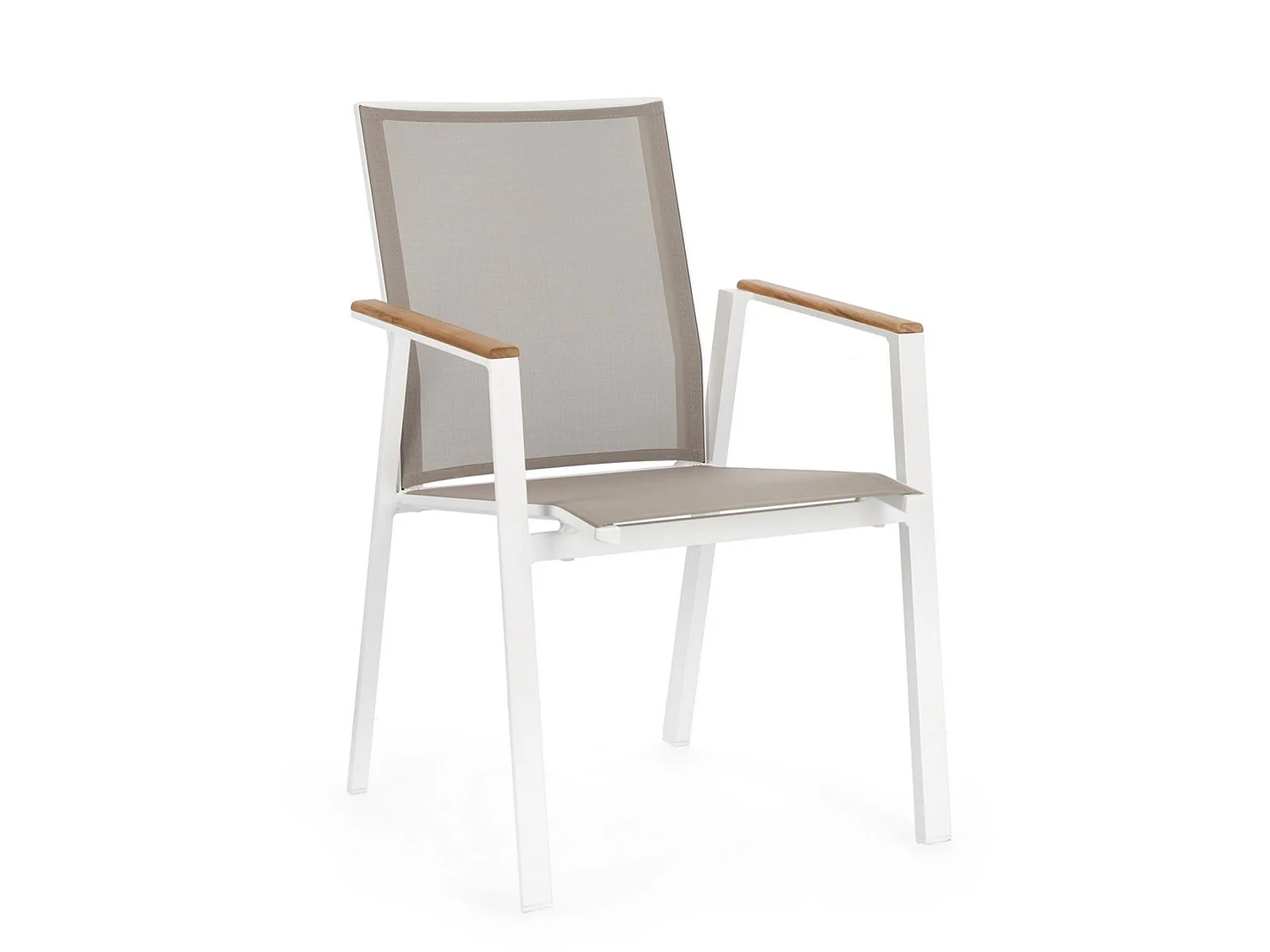 Lot de 4 chaises de jardin en textilène gris taupe avec inserts  - CAMERON