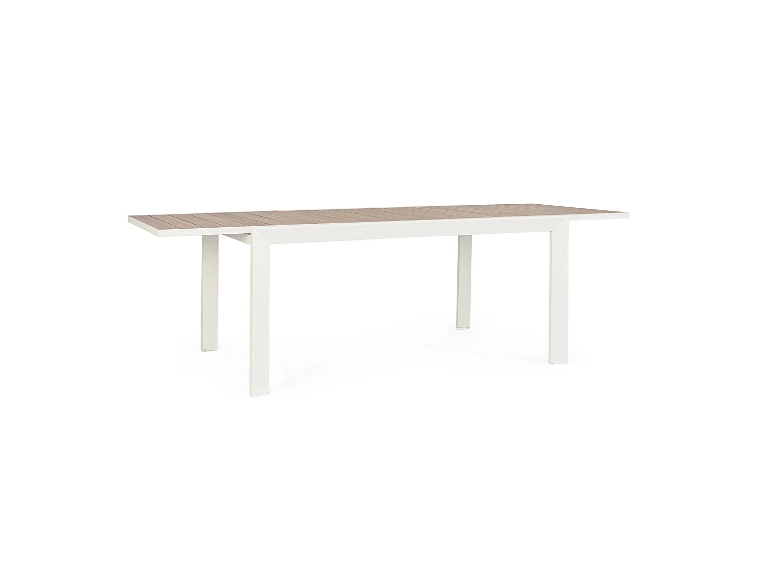 Table à rallonge effet bois et structure en aluminium blanc - BELMAR