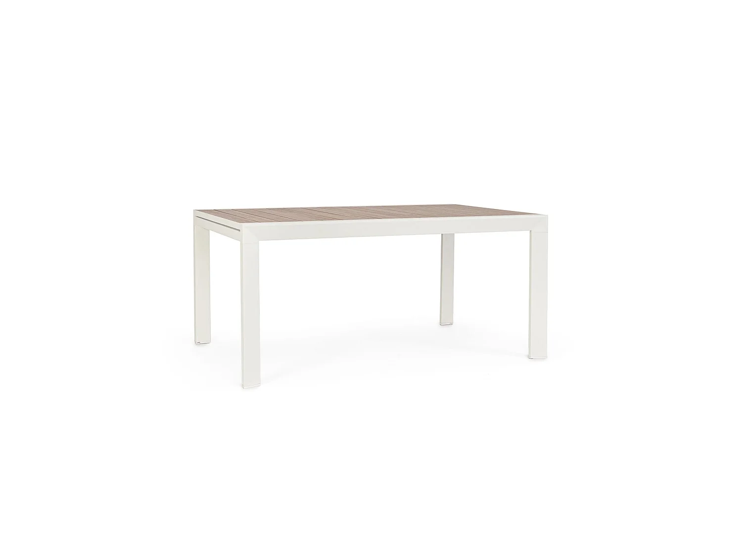 Table à rallonge effet bois et structure en aluminium blanc - BELMAR