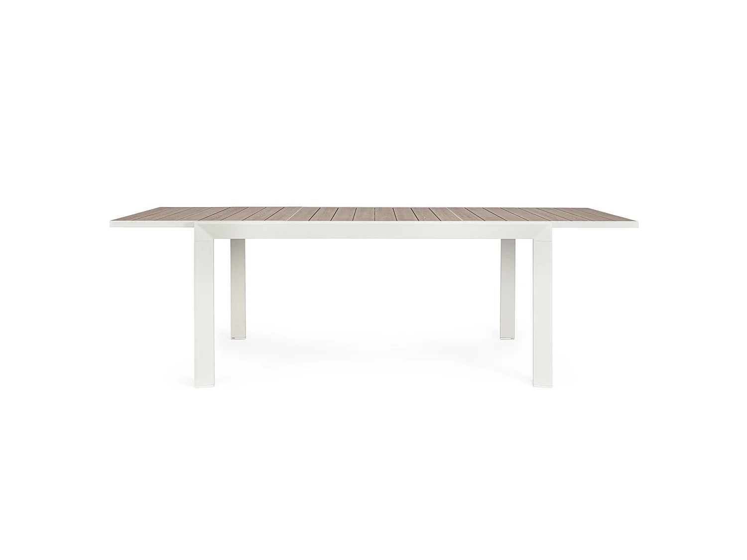 Table à rallonge effet bois et structure en aluminium blanc - BELMAR