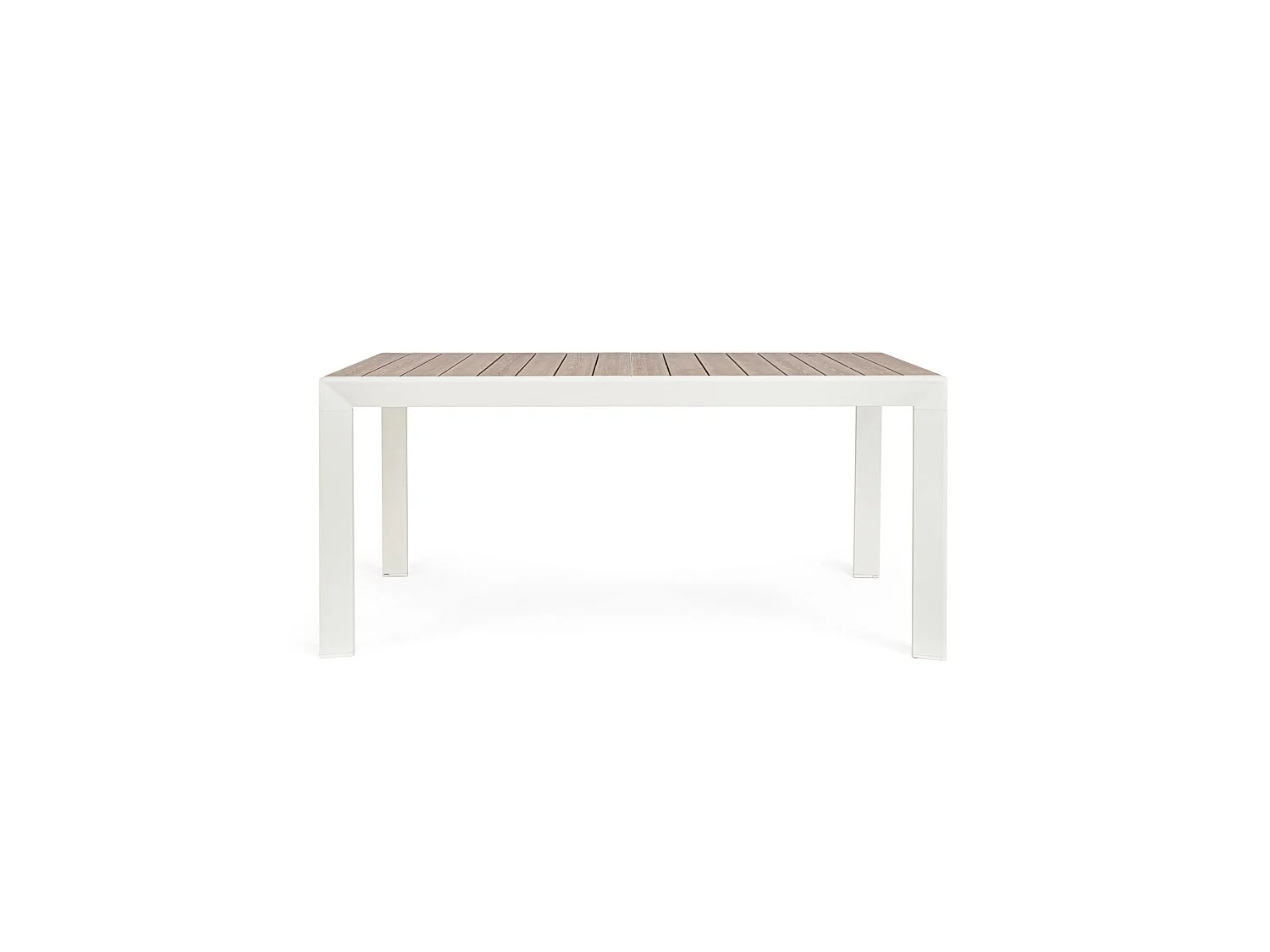 Table à rallonge effet bois et structure en aluminium blanc - BELMAR
