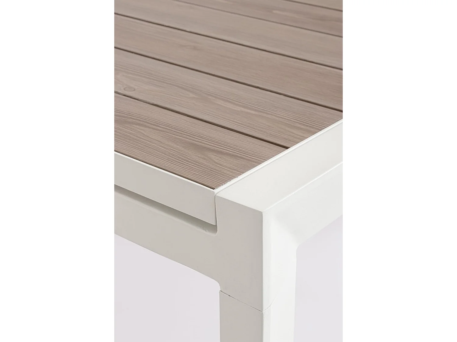 Table à rallonge effet bois et structure en aluminium blanc - BELMAR