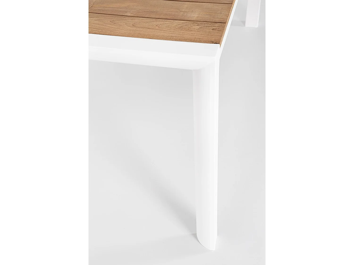 Table de jardin avec plateau en teck et structure en aluminium blanc - CAMERON