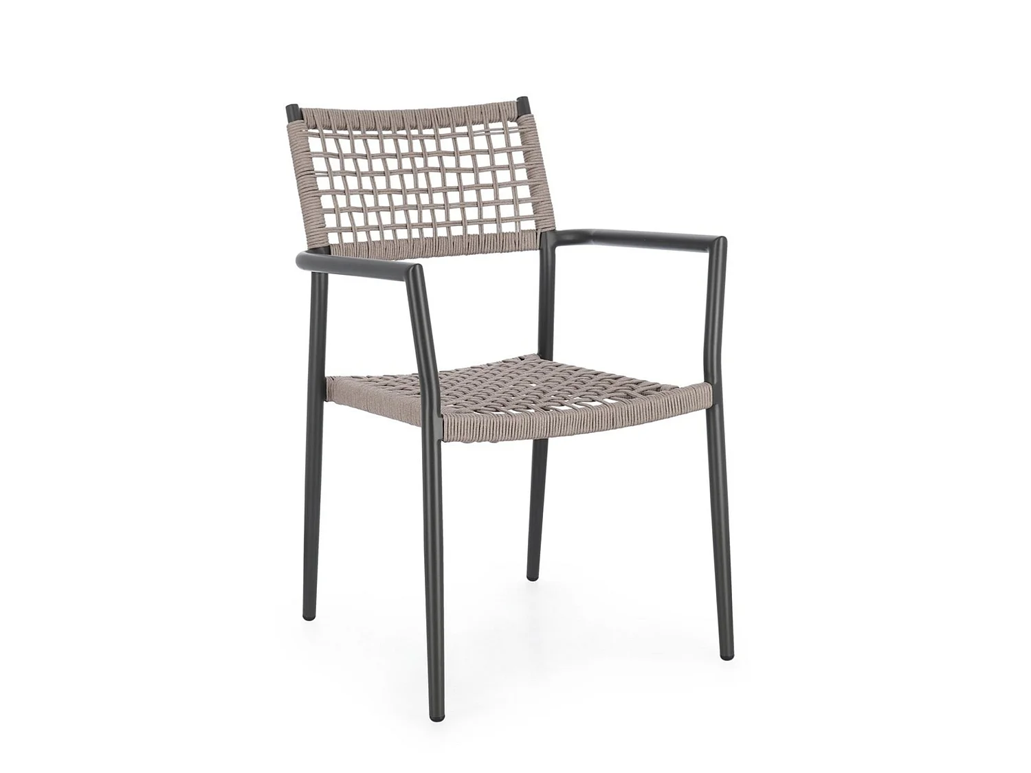 Sæt med 4 stole med armlæn i antracit og beige - BLANES