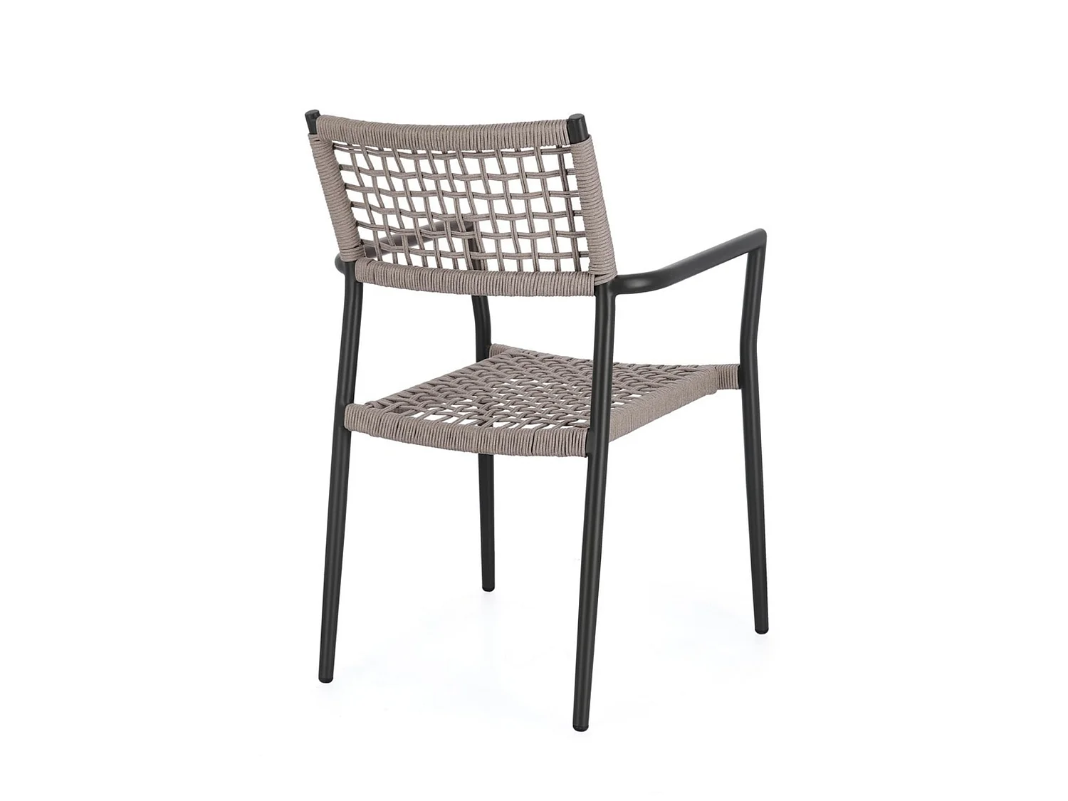 Sæt med 4 stole med armlæn i antracit og beige - BLANES