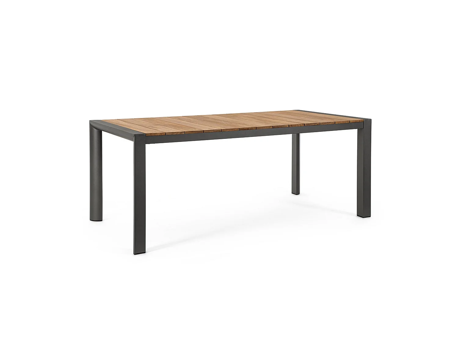 Table de jardin avec plateau en teck et aluminium - CAMERON