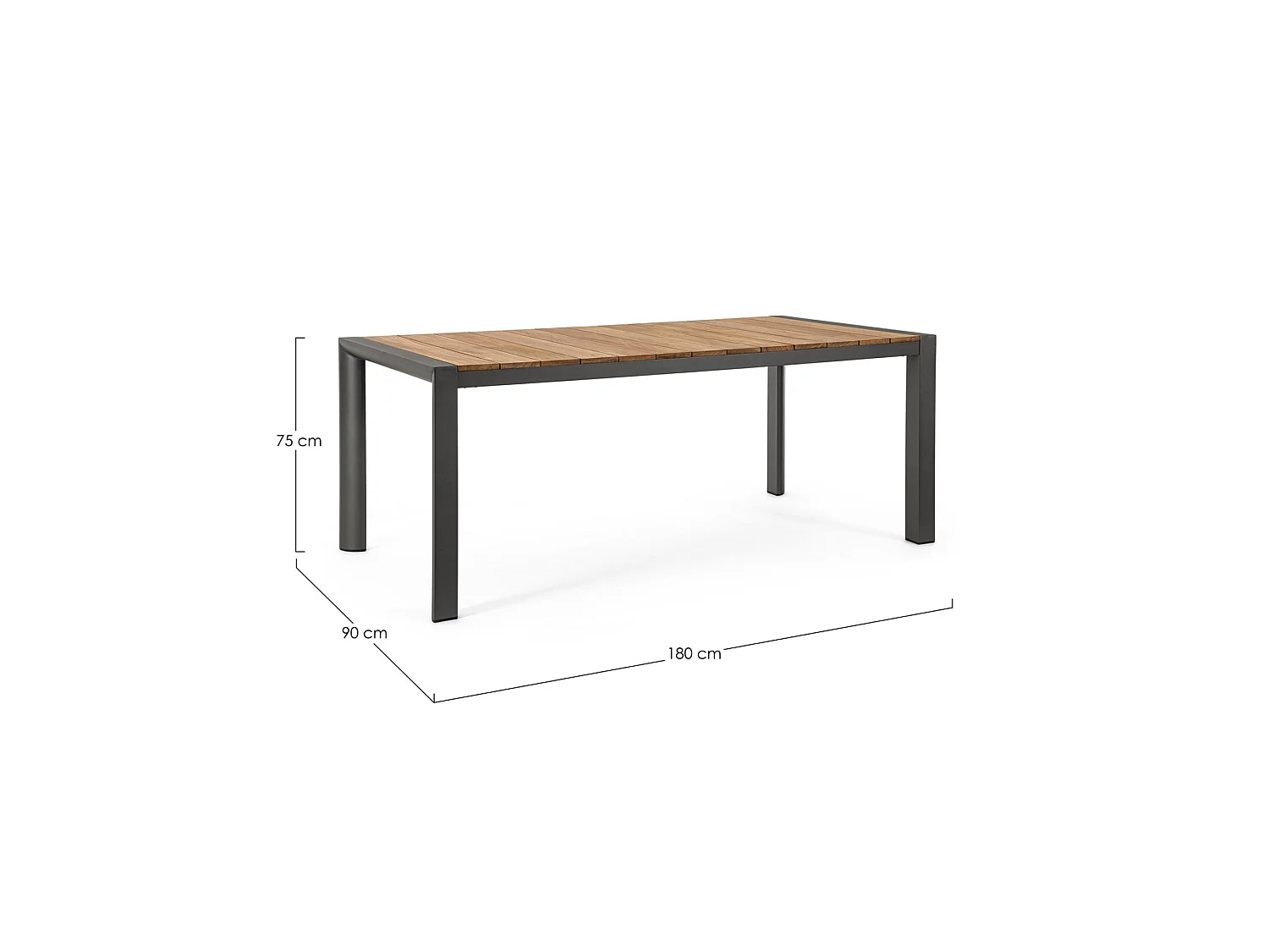 Table de jardin avec plateau en teck et aluminium - CAMERON