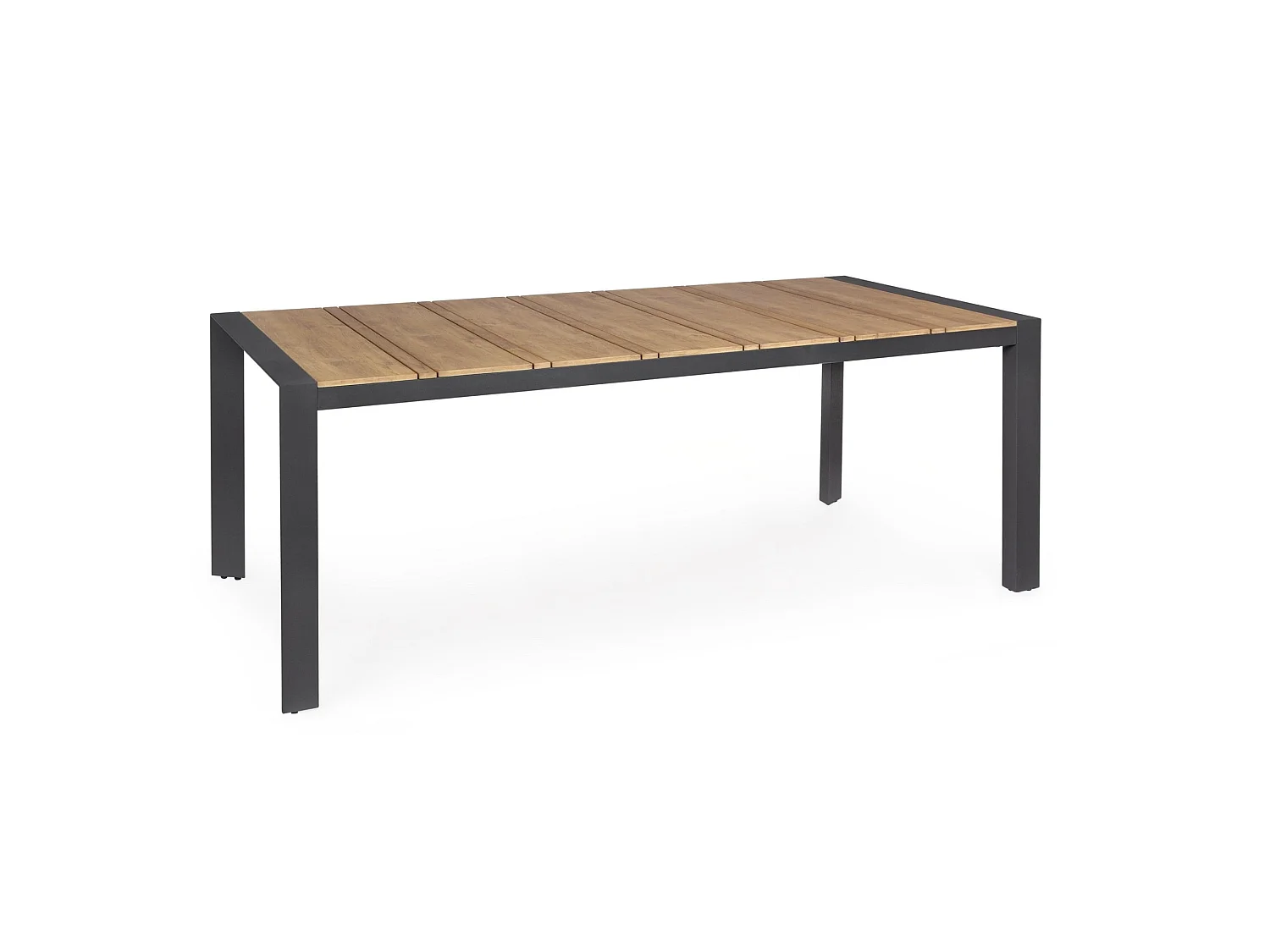 Table de jardin avec plateau effet teck et pieds anthracite - ELIAS