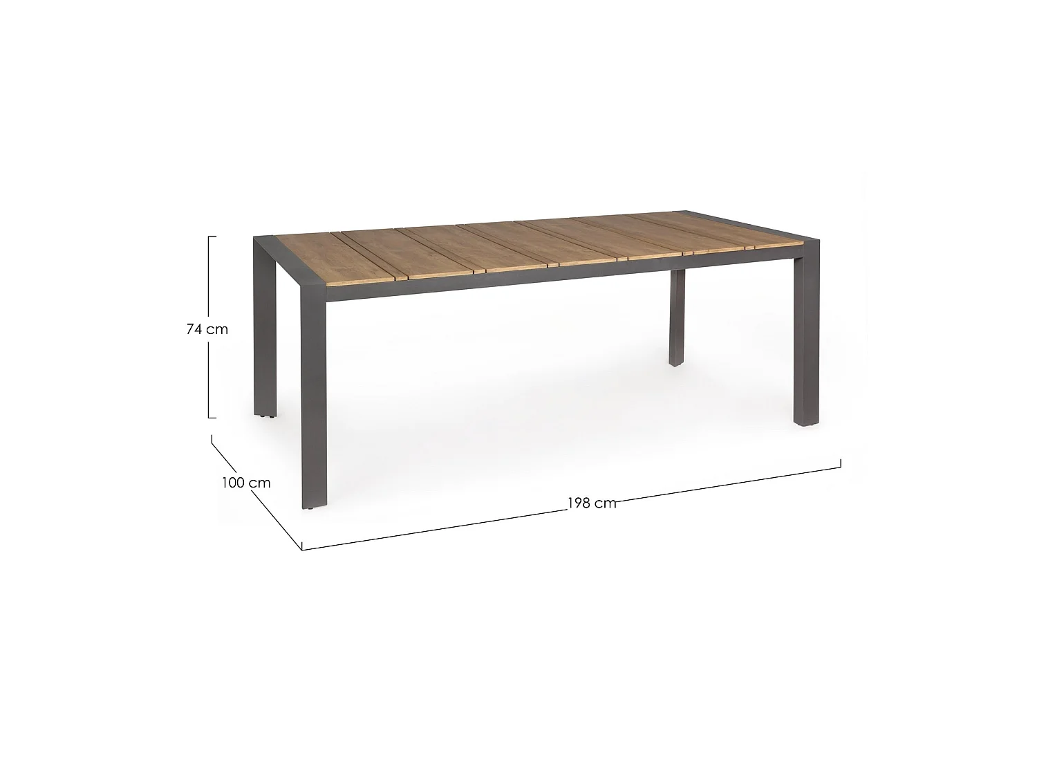 Table de jardin avec plateau effet teck et pieds anthracite - ELIAS