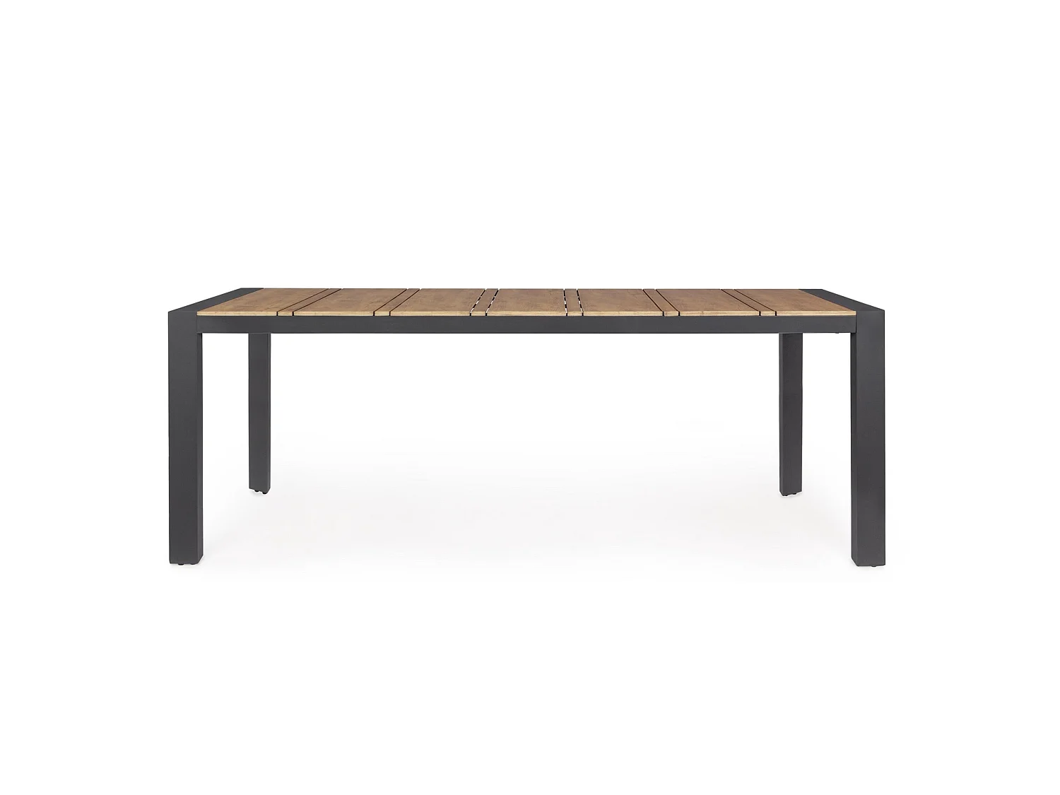 Table de jardin avec plateau effet teck et pieds anthracite - ELIAS