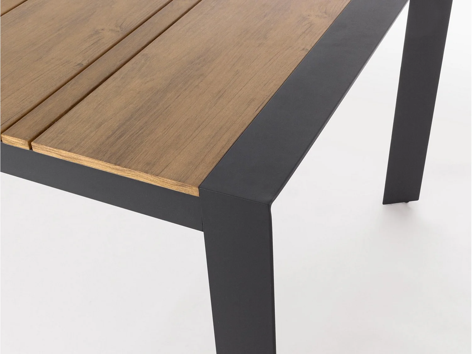 Table de jardin avec plateau effet teck et pieds anthracite - ELIAS