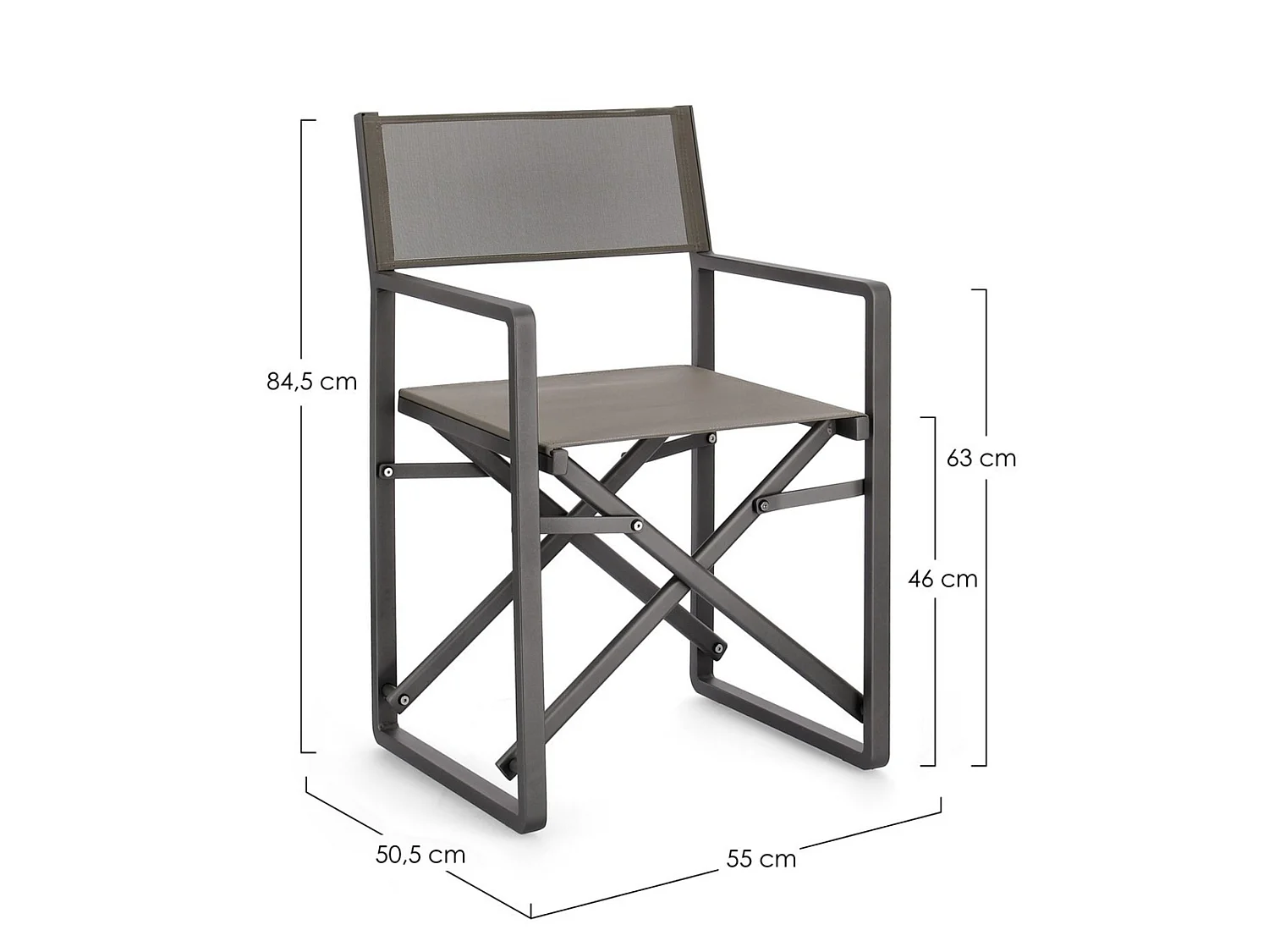Lot de 4 chaises de jardin de type « réalisateur » en textilène taupe  - KONNOR