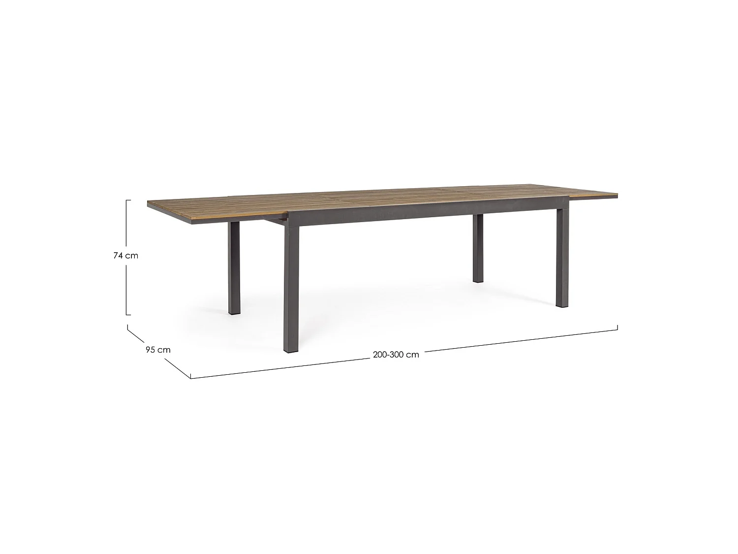 Table de jardin à rallonge avec plateau couleur teck - ELIAS